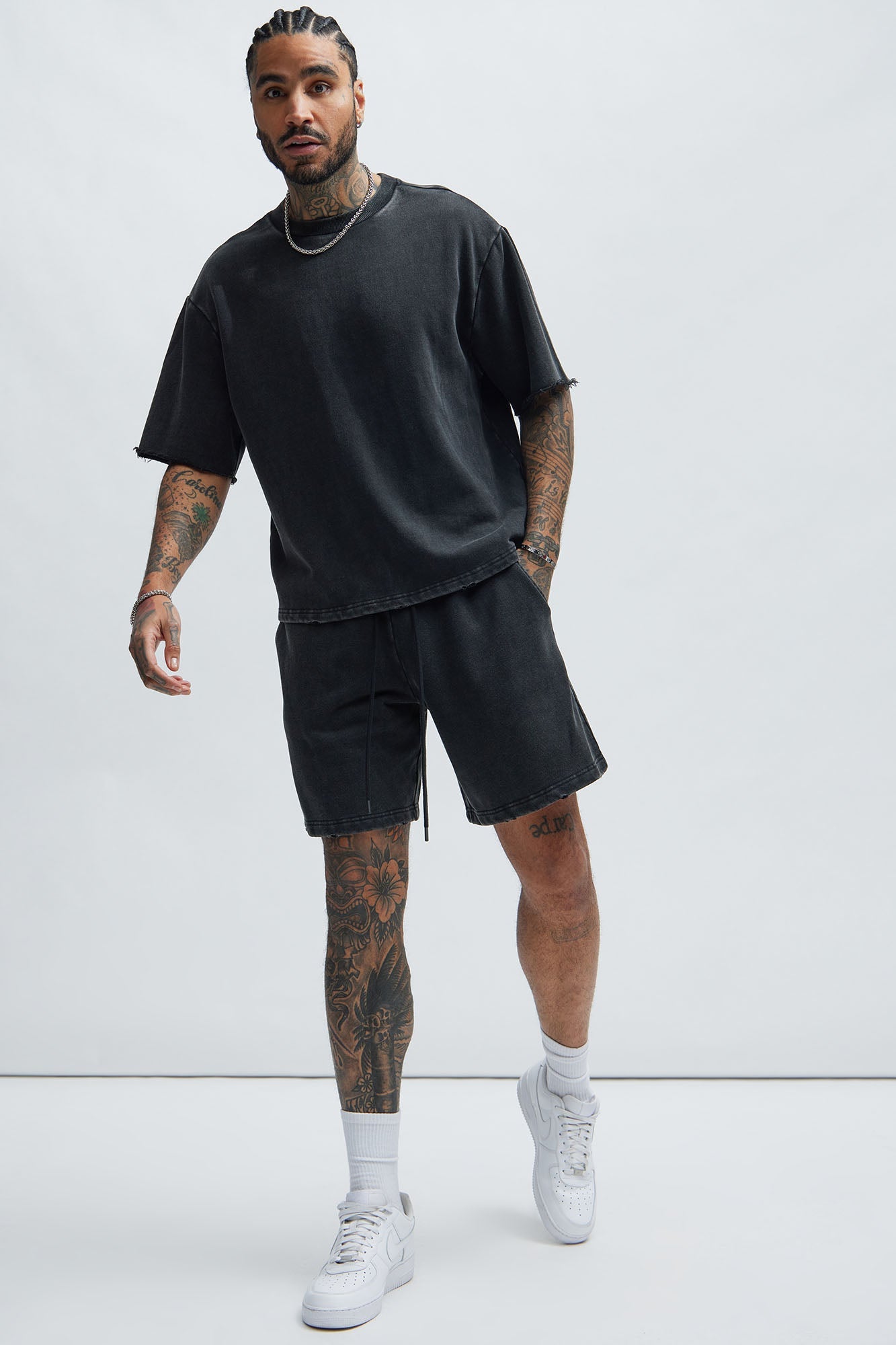 Tyson Heavy Wash Relaxed Shorts - Black Wash Fashion Nova