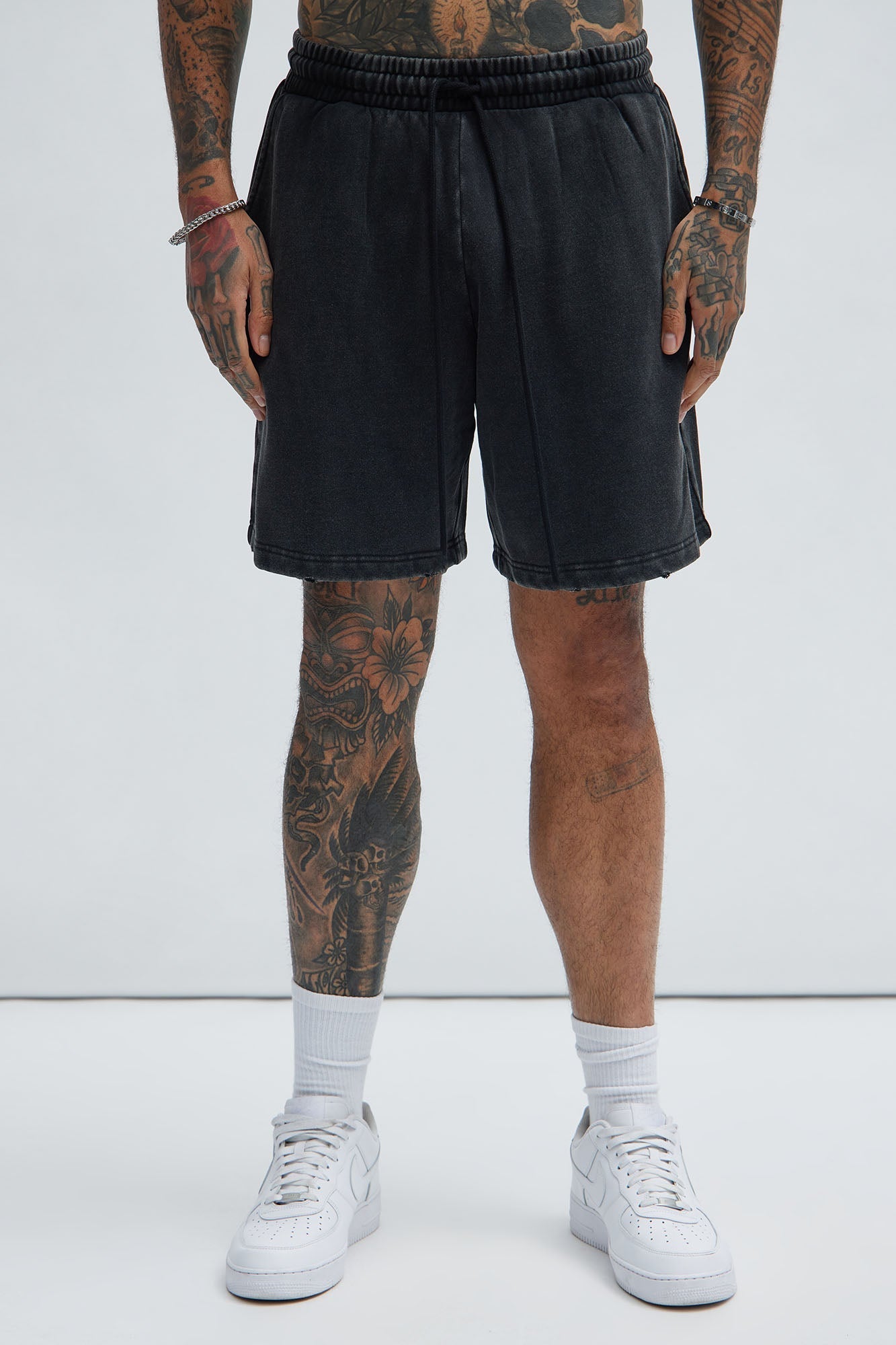 Tyson Heavy Wash Relaxed Shorts - Black Wash Fashion Nova