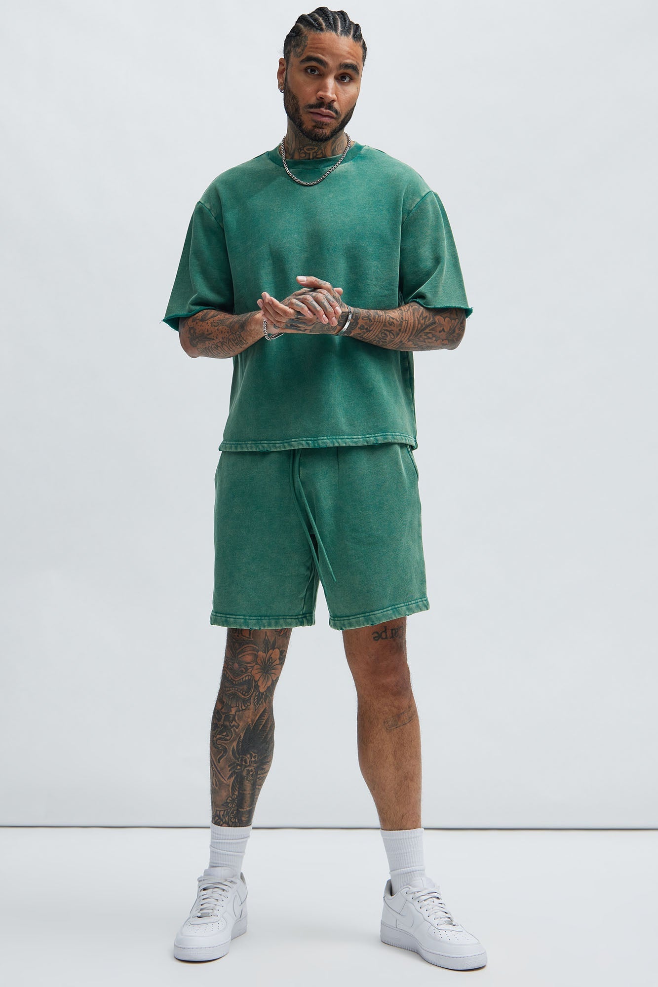 Tyson Heavy Wash Relaxed Shorts - Green Fashion Nova