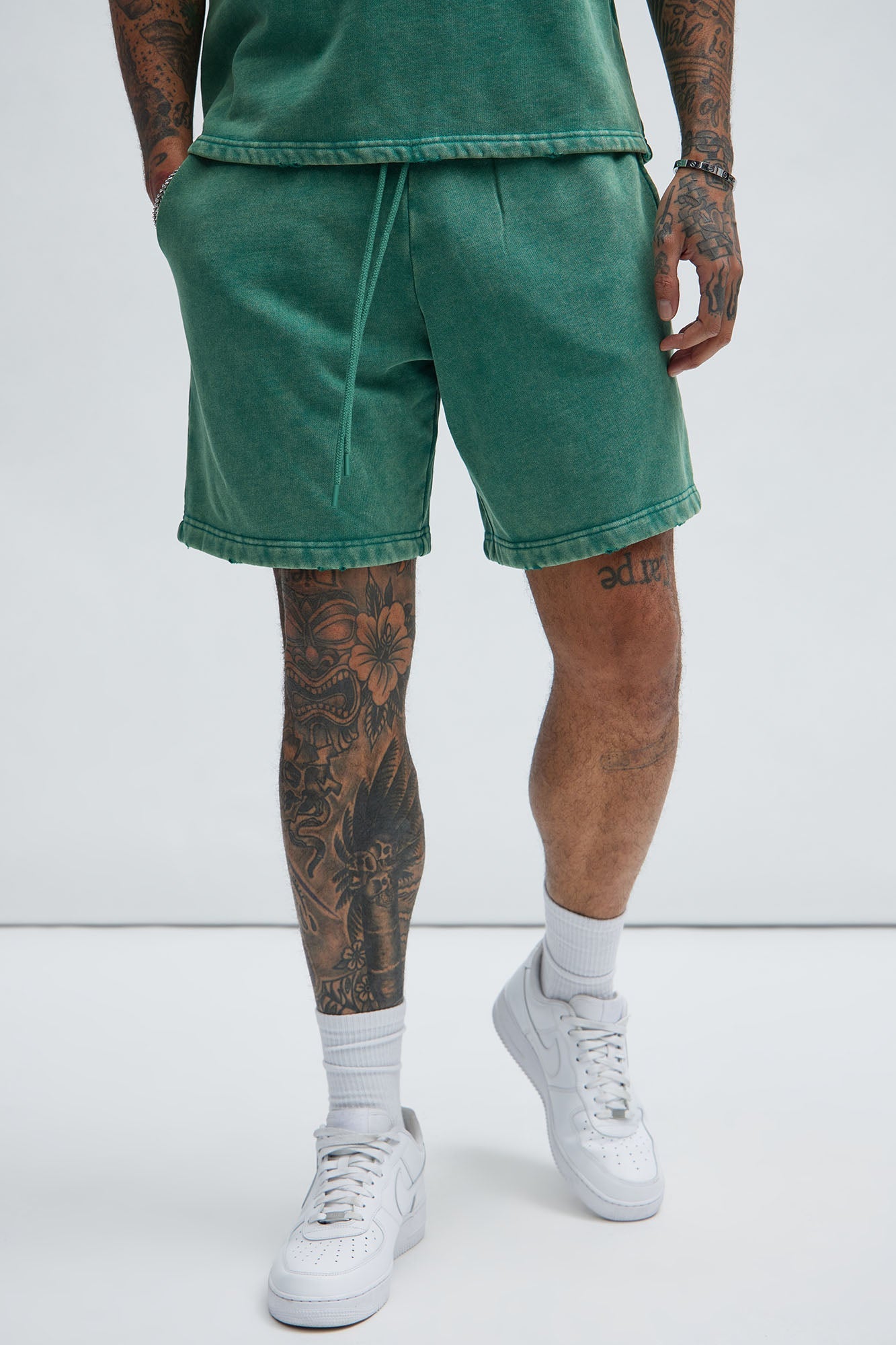 Tyson Heavy Wash Relaxed Shorts - Green Fashion Nova