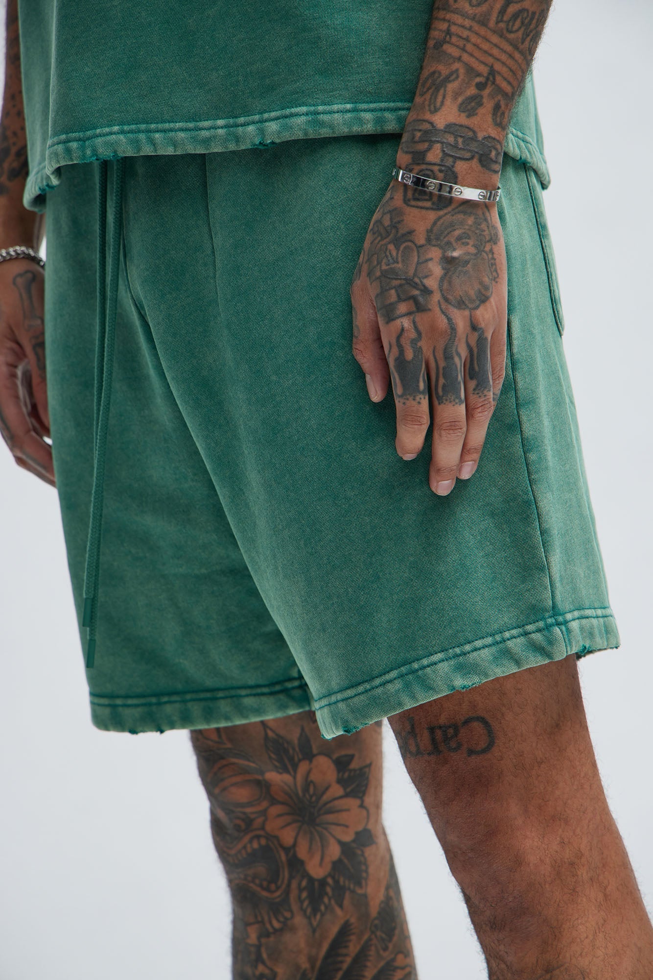 Tyson Heavy Wash Relaxed Shorts - Green Fashion Nova