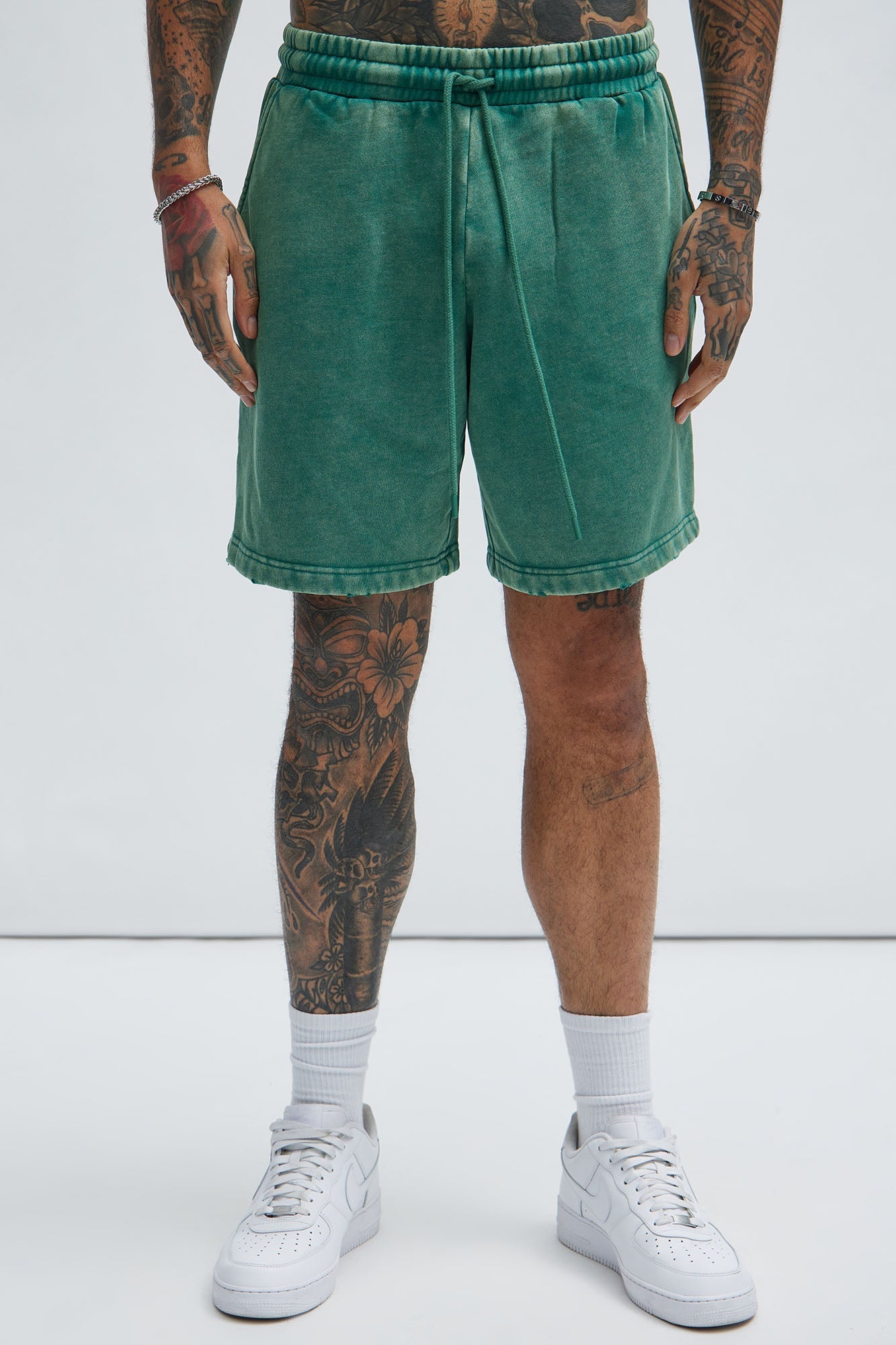 Tyson Heavy Wash Relaxed Shorts - Green Fashion Nova