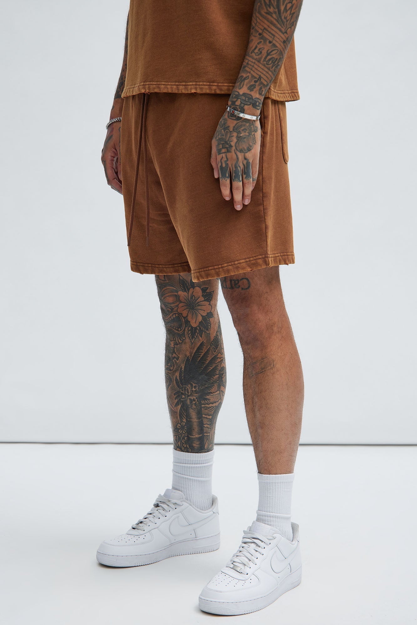 Tyson Heavy Wash Relaxed Shorts - Dark Brown Fashion Nova