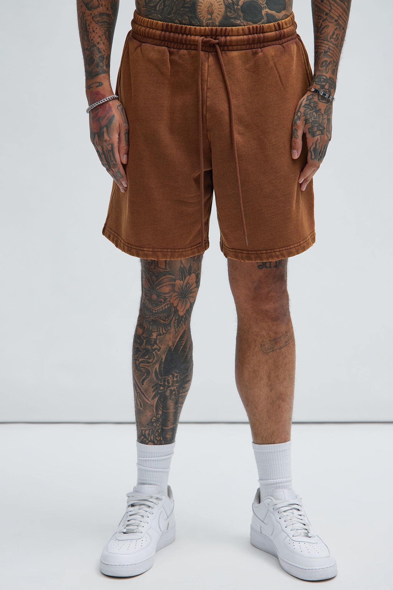 Tyson Heavy Wash Relaxed Shorts - Dark Brown Fashion Nova