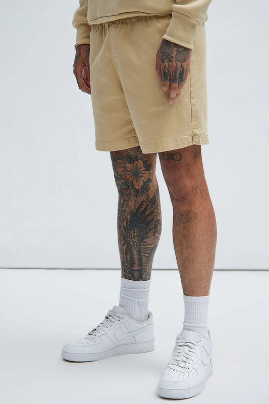 Twill Volley Shorts - Khaki Fashion Nova