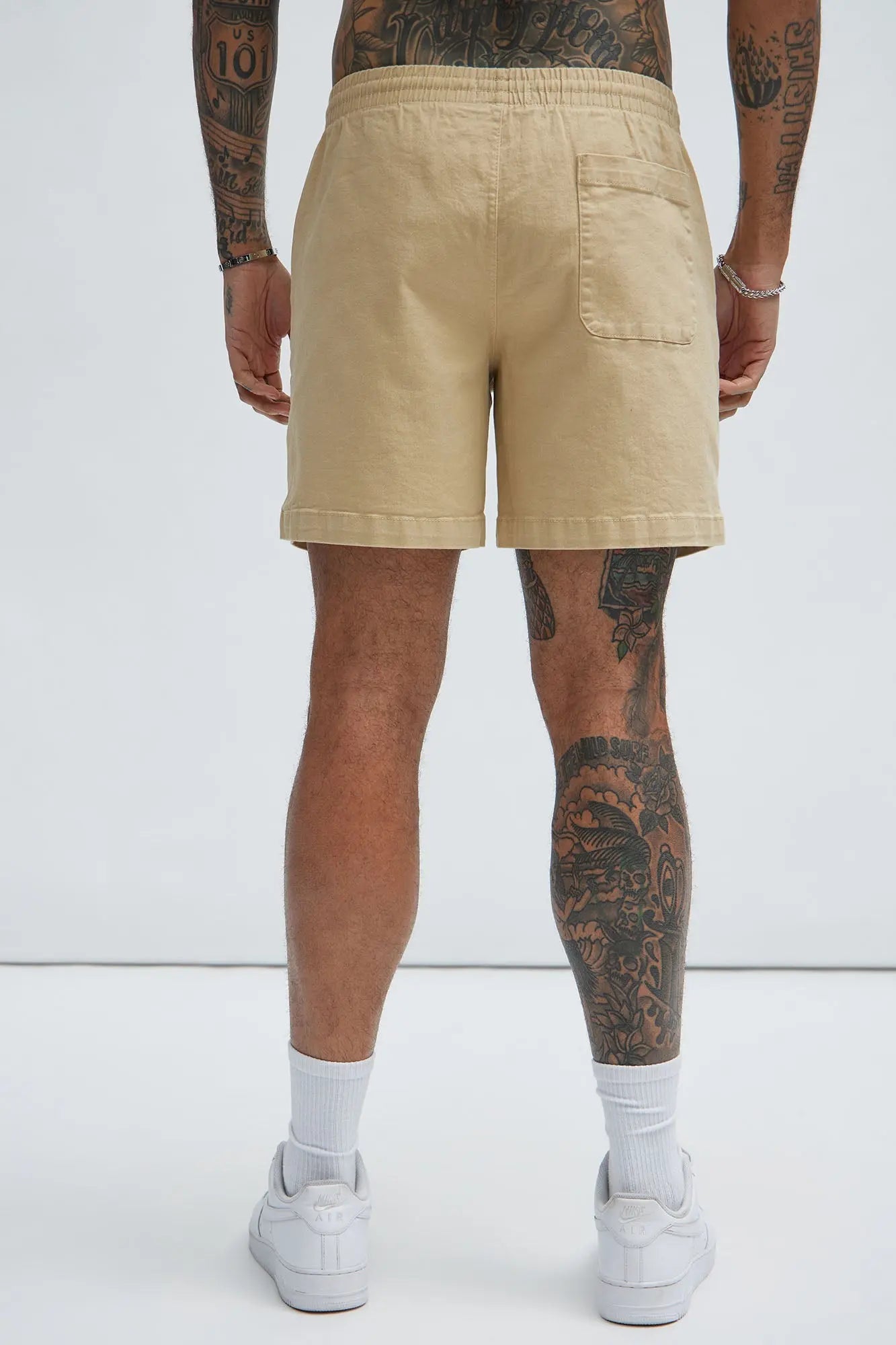 Twill Volley Shorts - Khaki Fashion Nova