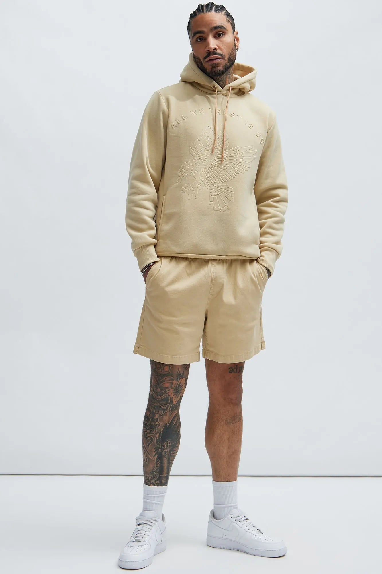 Twill Volley Shorts - Khaki Fashion Nova