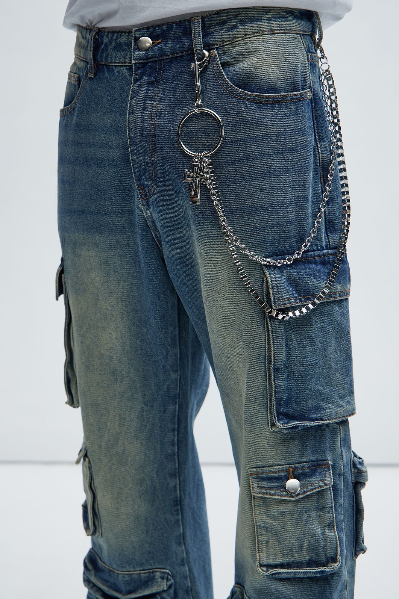 Cross You Off Layered Pant Chain - Silver Fashion Nova
