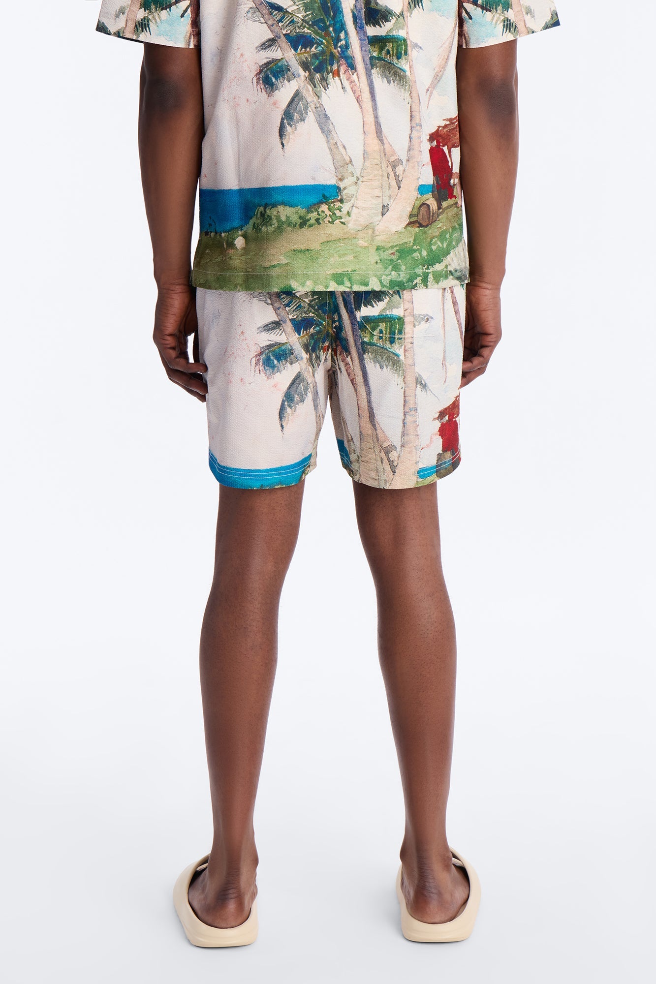 Tropical Get Away Printed Seersucker Swim Trunk 6″ - Multi Color Fashion Nova