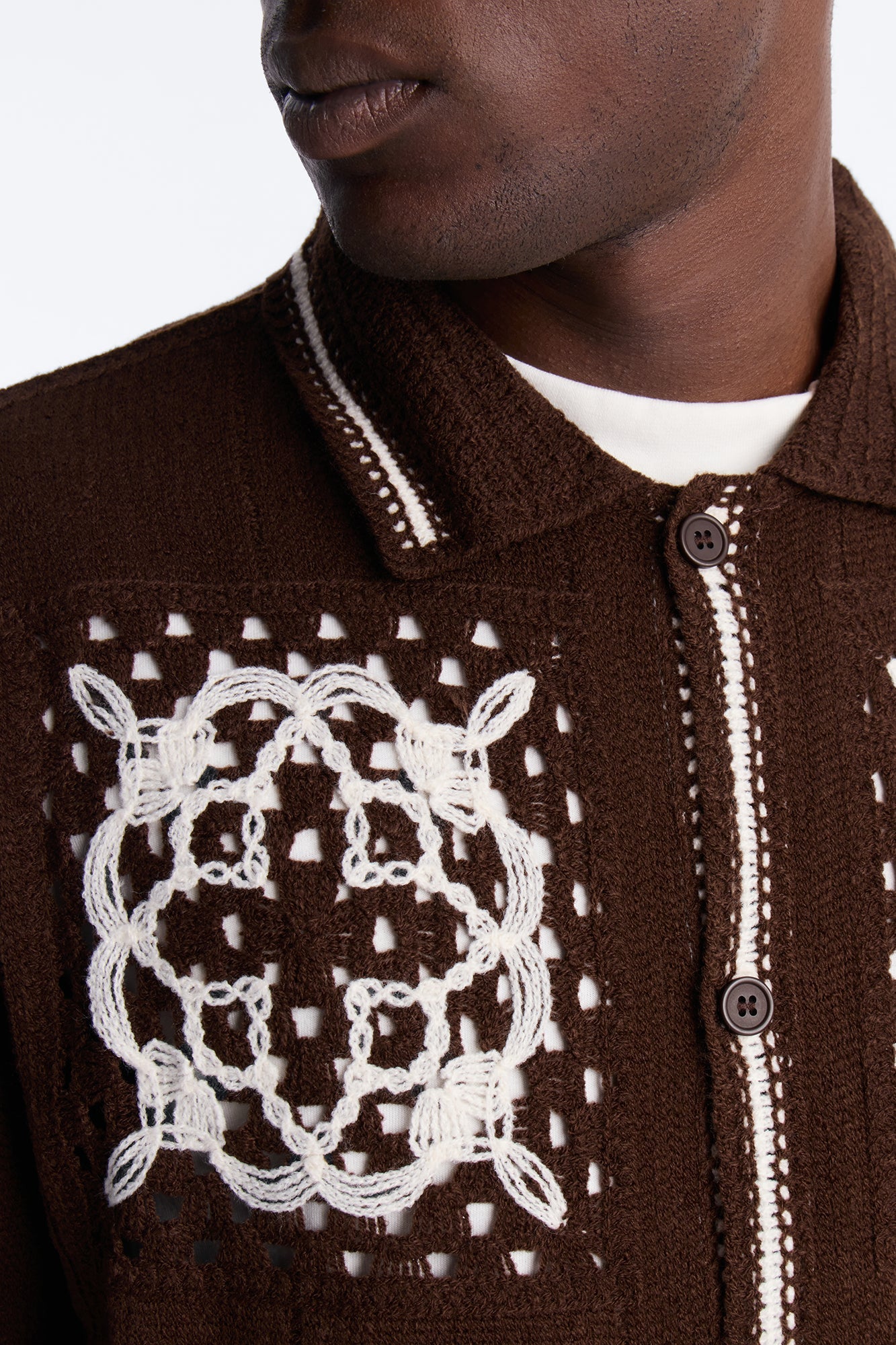 Lido Isle Crochet Button Up Shirt - Brown Fashion Nova
