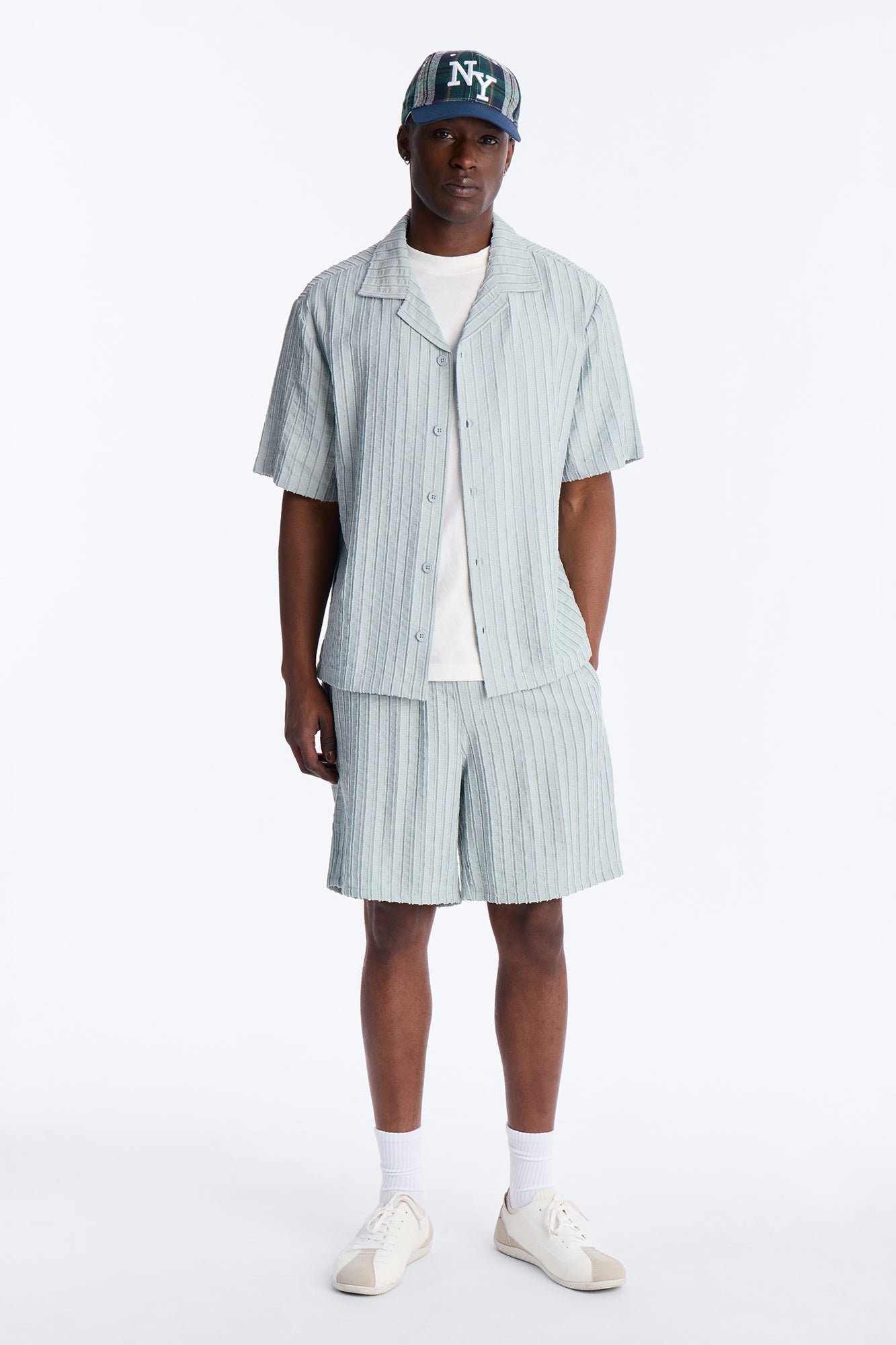 Relaxed Aegean Pleat Cuban Collar Button Up - Sage Fashion Nova