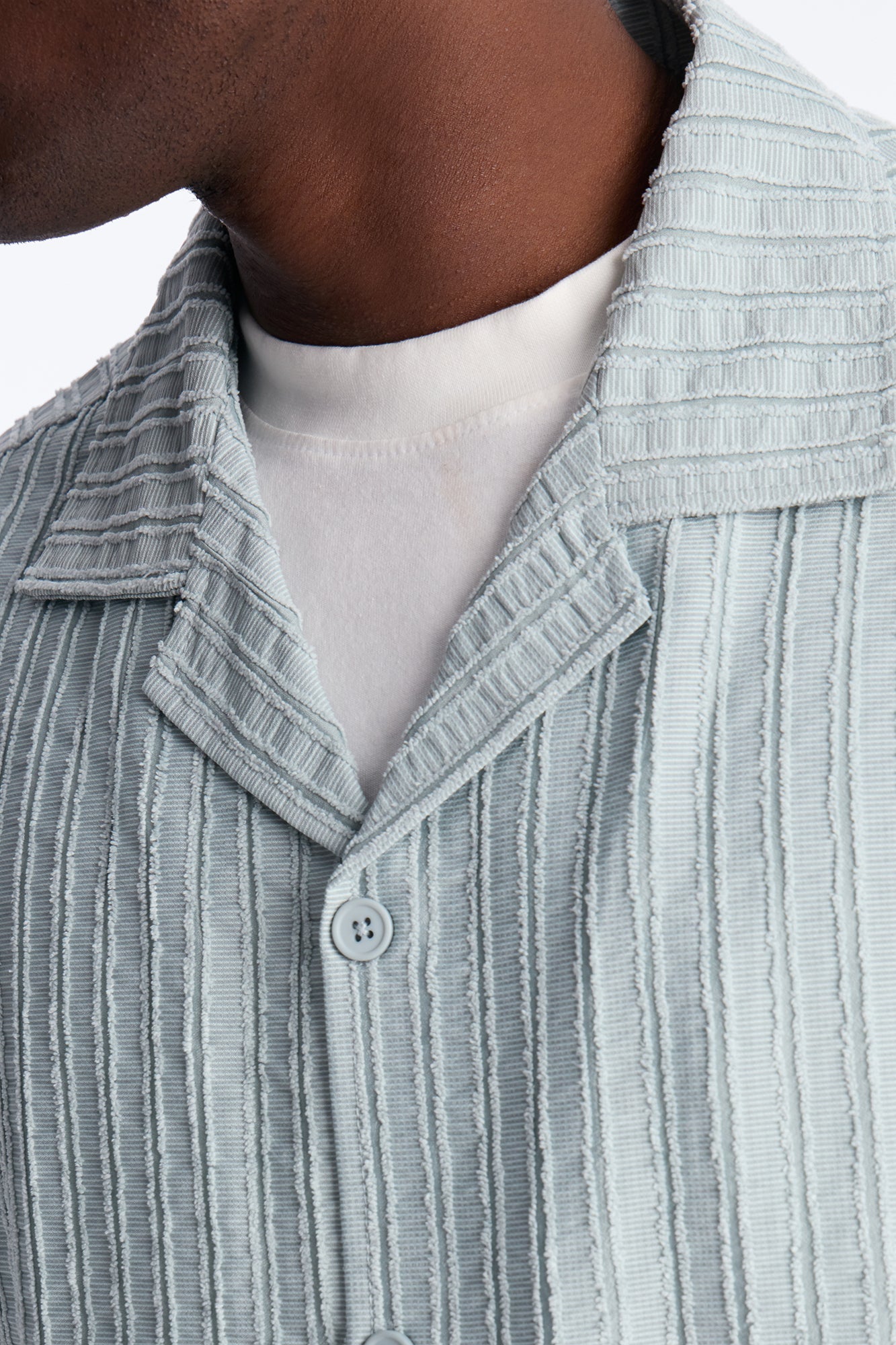 Relaxed Aegean Pleat Cuban Collar Button Up - Sage Fashion Nova