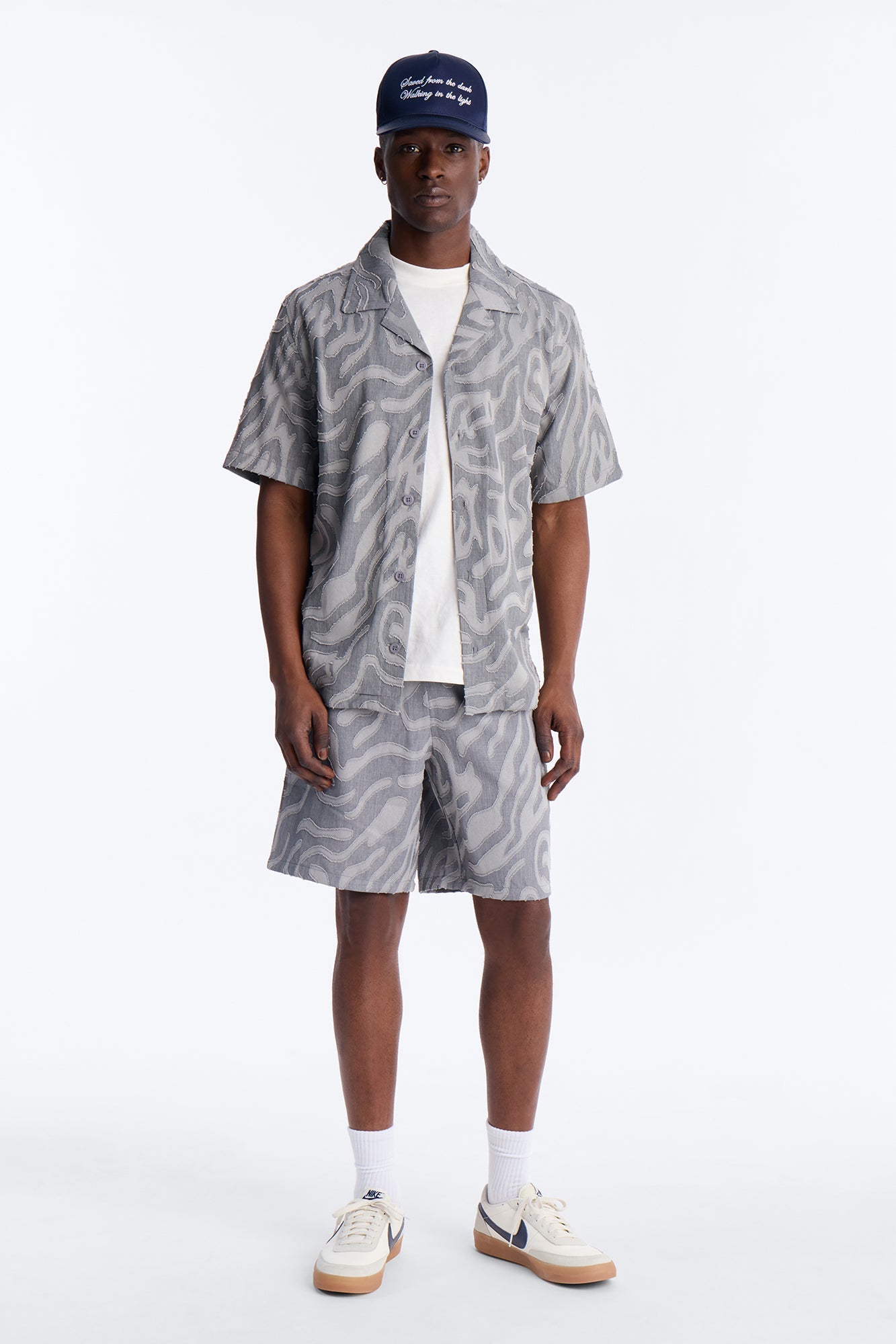 Midnight Wave Cuban Button Up Shirt - Grey Fashion Nova