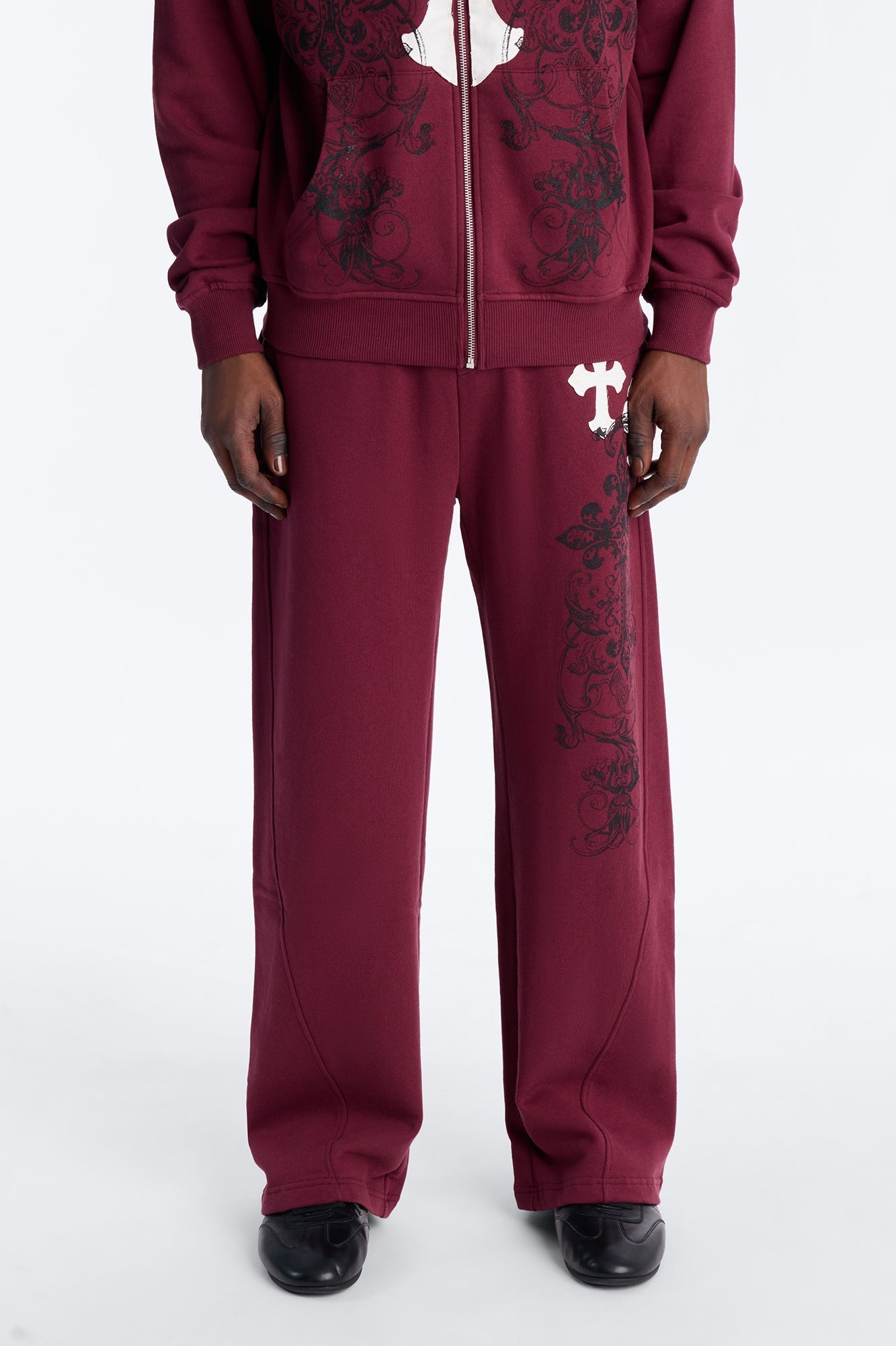 Cross Patch Sweatpants - Burgundy Fashion Nova