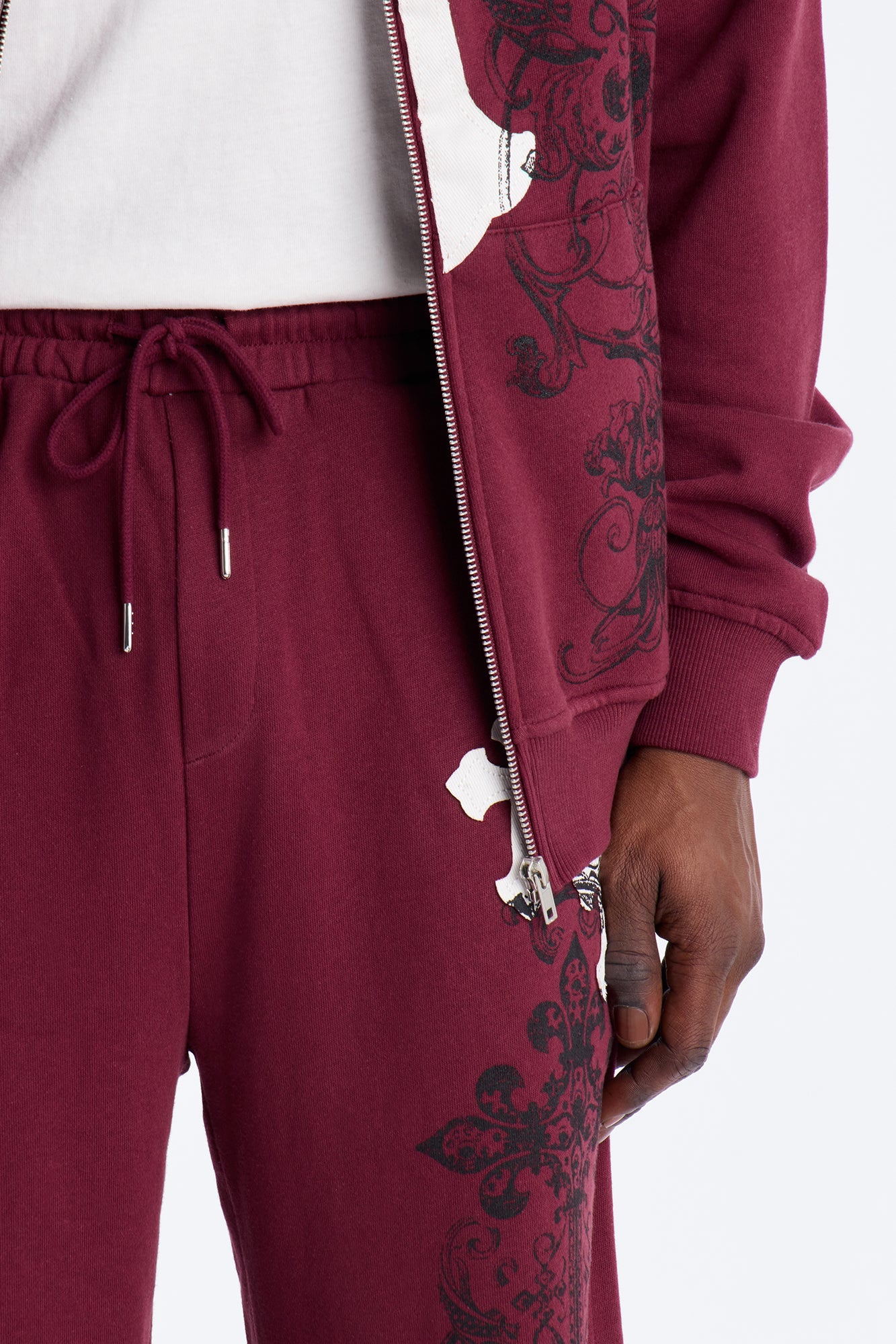 Cross Patch Sweatpants - Burgundy Fashion Nova