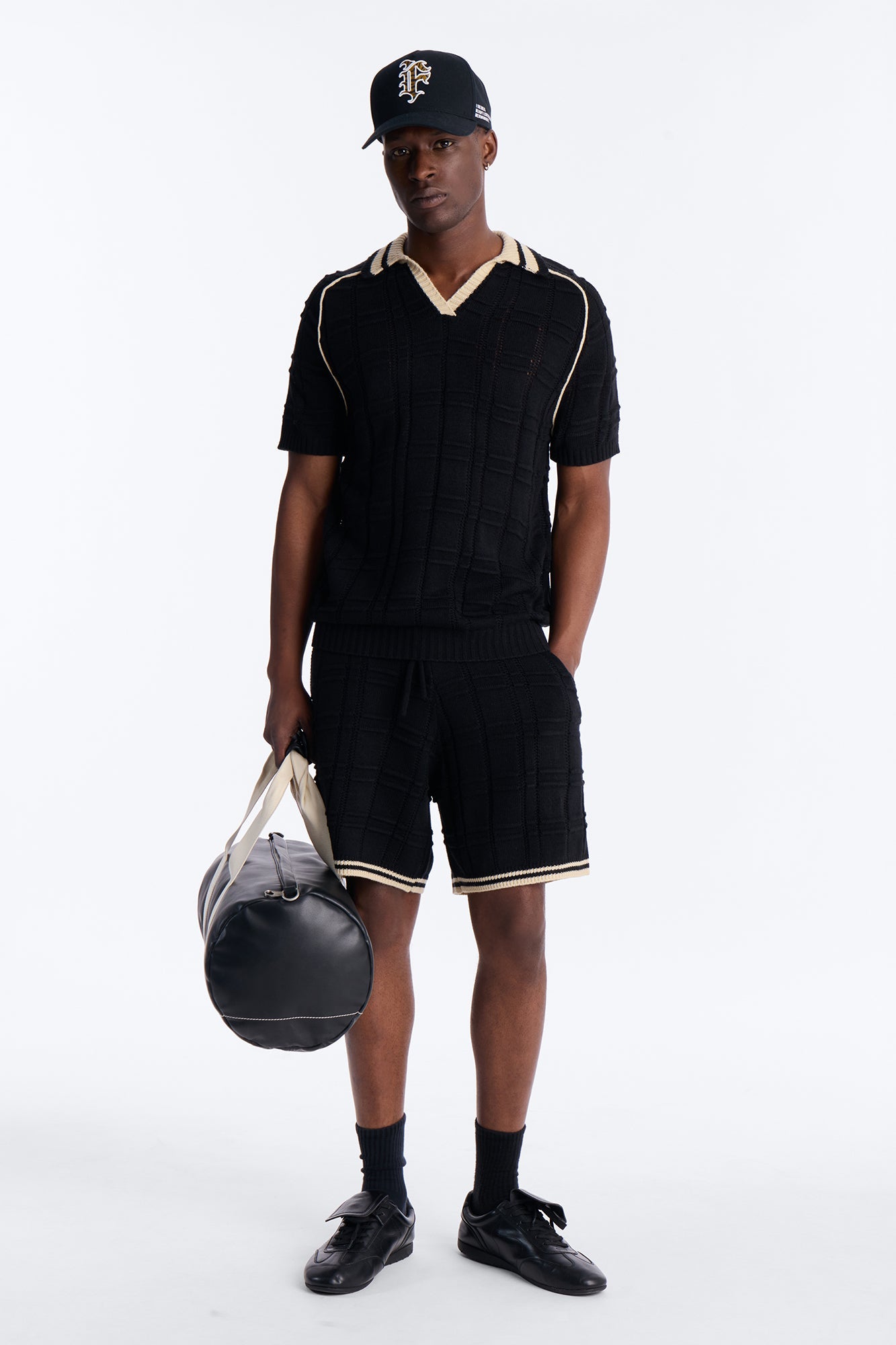 Relaxed Riviera Johnny Collar Knit Polo - Black Fashion Nova