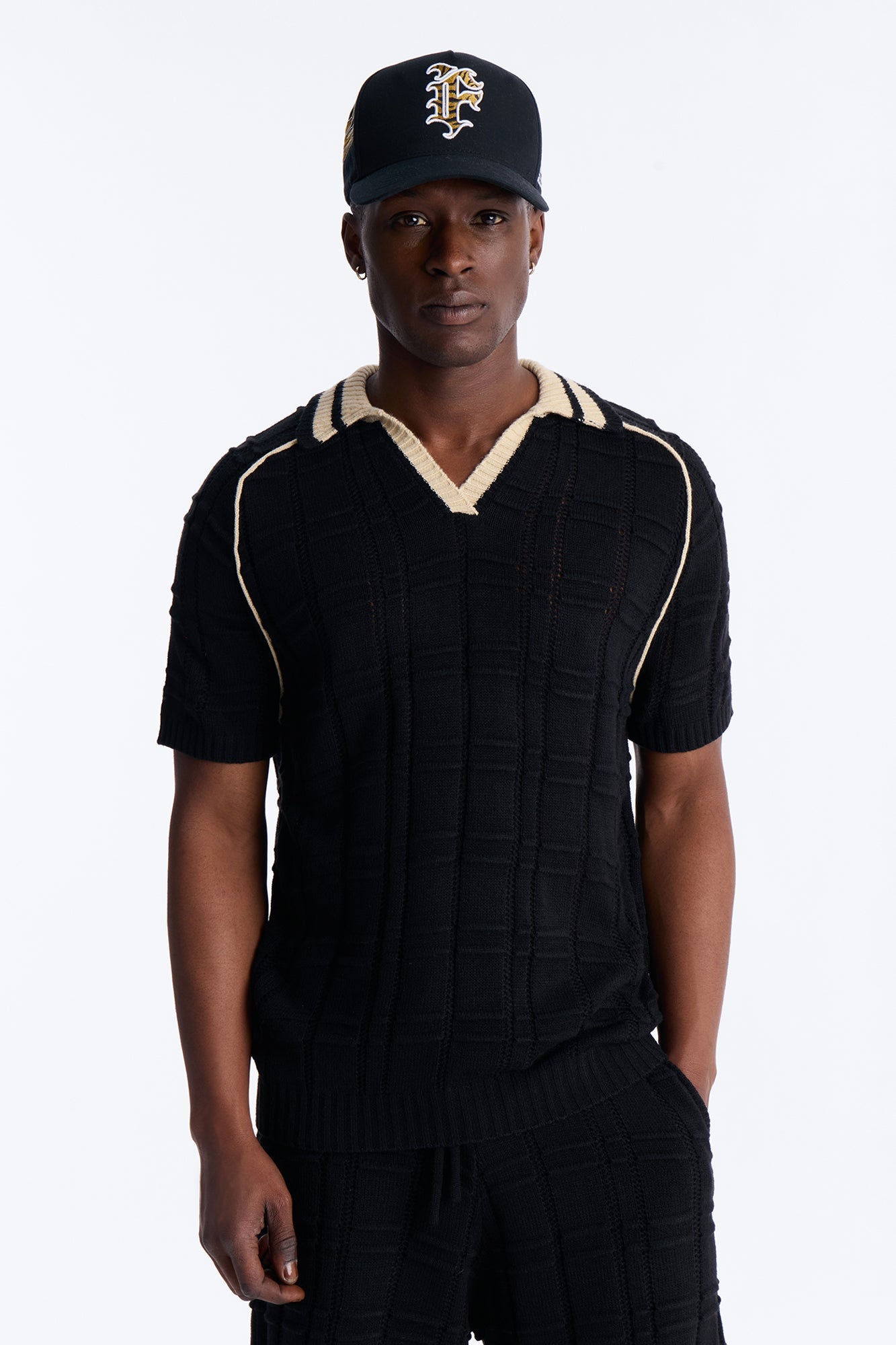 Relaxed Riviera Johnny Collar Knit Polo - Black Fashion Nova