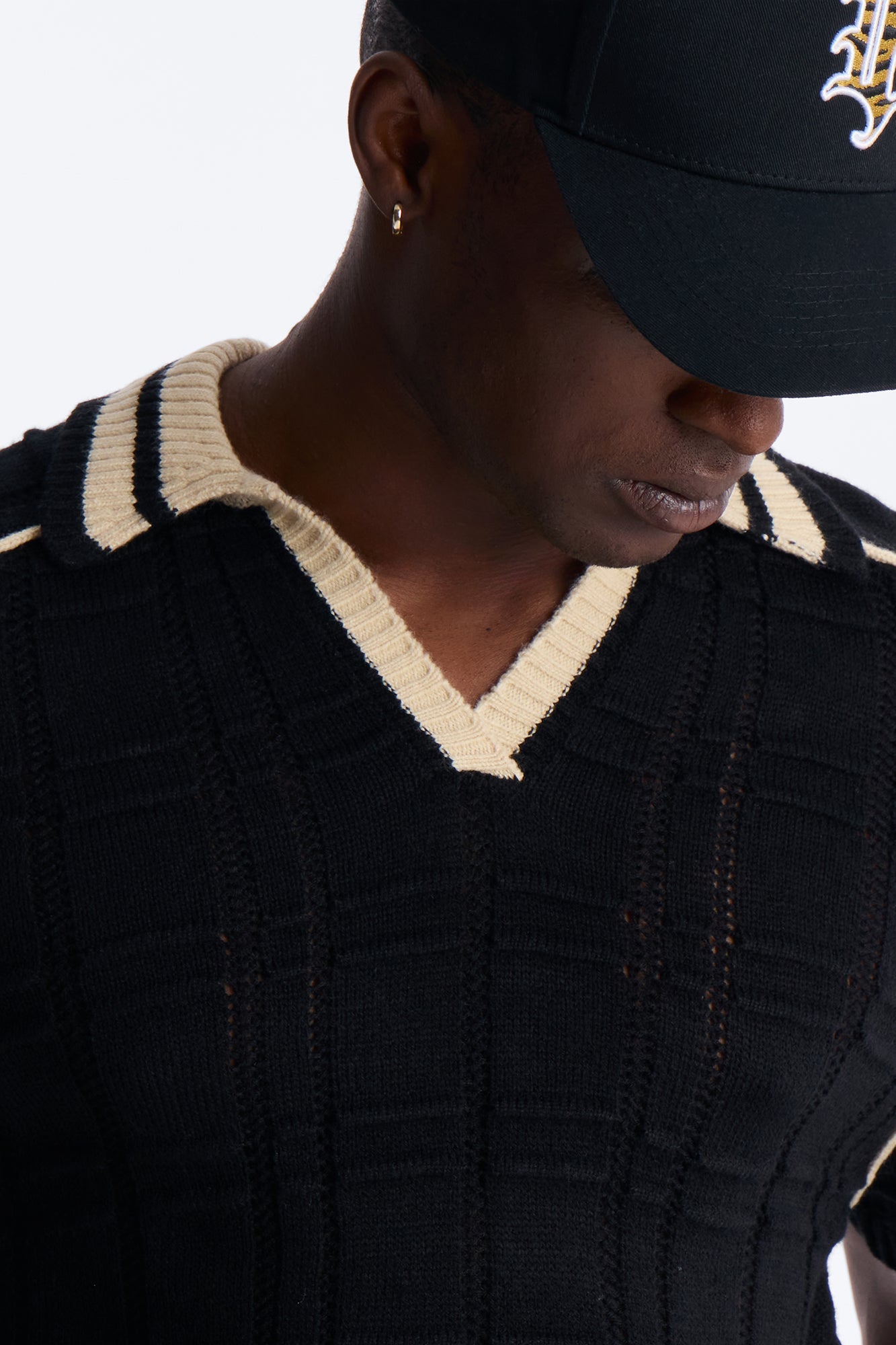 Relaxed Riviera Johnny Collar Knit Polo - Black Fashion Nova