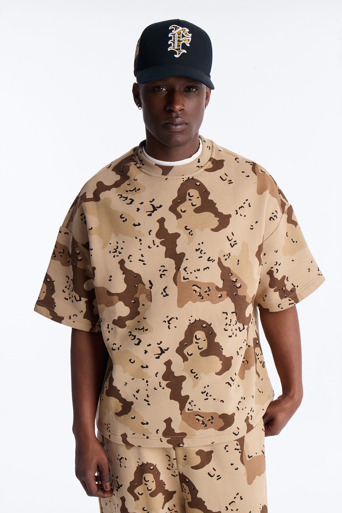 Oversized Time Warp Camo Short Sleeve Fleece Tee - Camouflage Fashion Nova