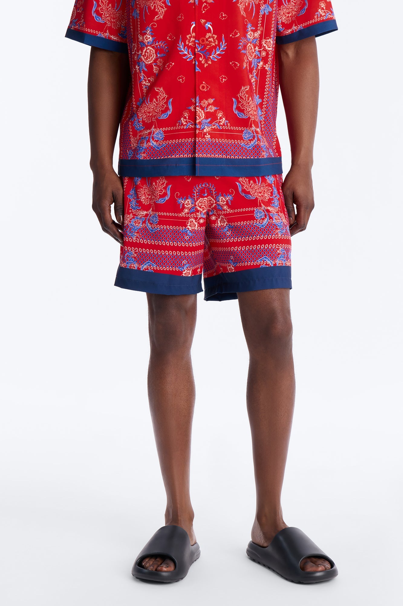 Mirage Bloom Swim Trunk 7″ - Red Fashion Nova