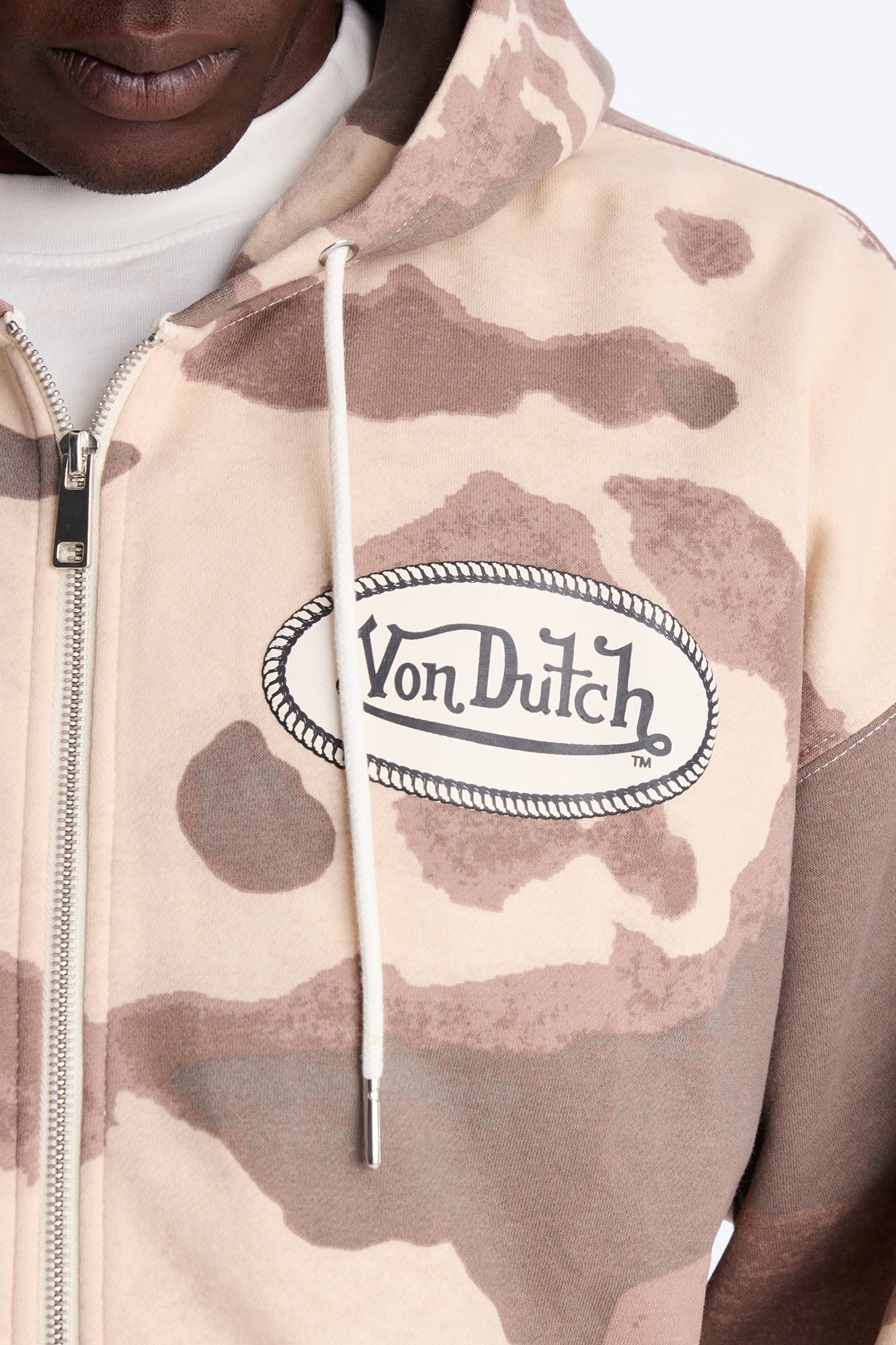 Von Dutch Western Cow Hide Zip Up Hoodie - Brown Fashion Nova