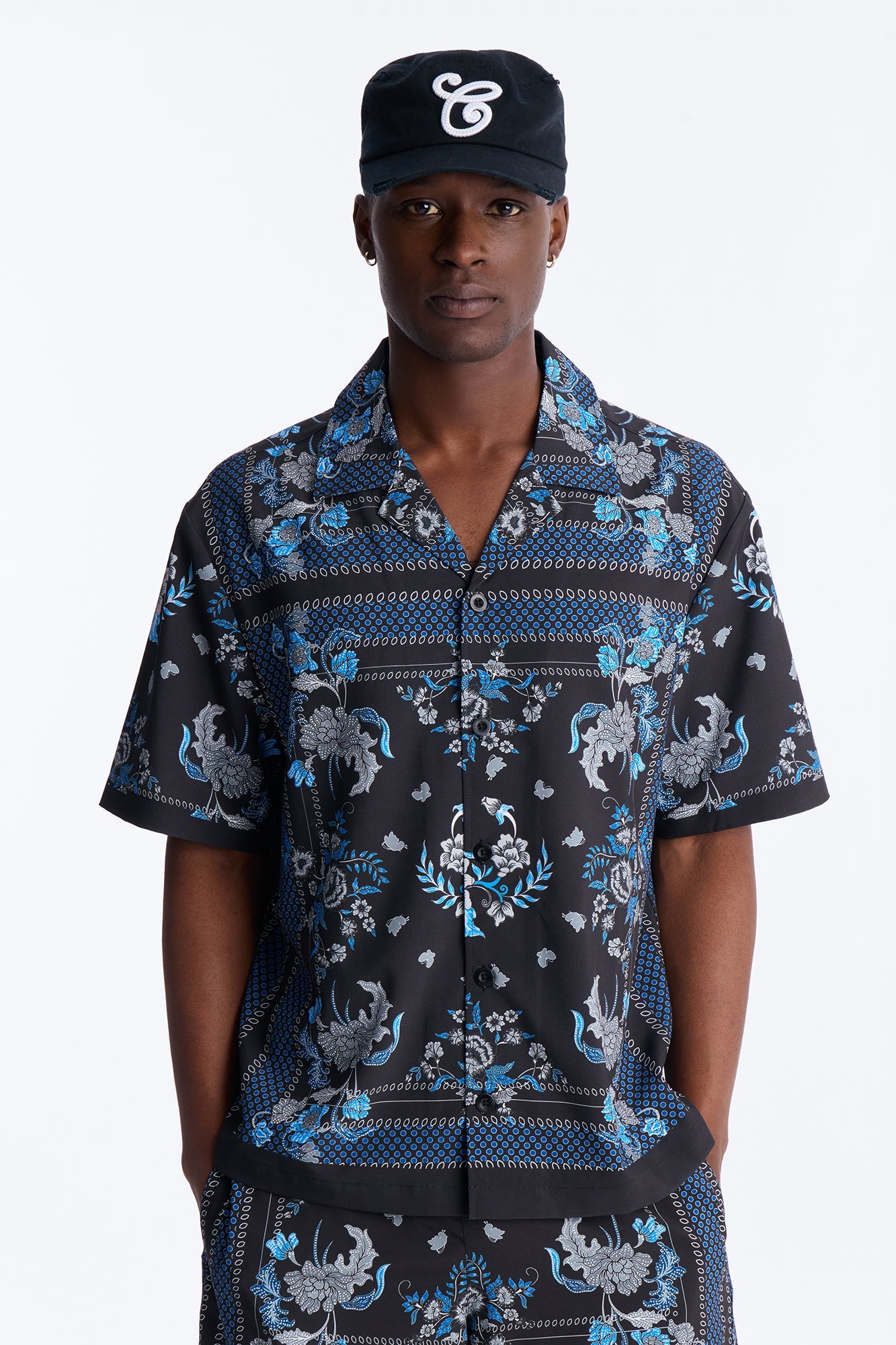 Relaxed Mirage Bloom Cuban Collar Button Shirt - Black Fashion Nova