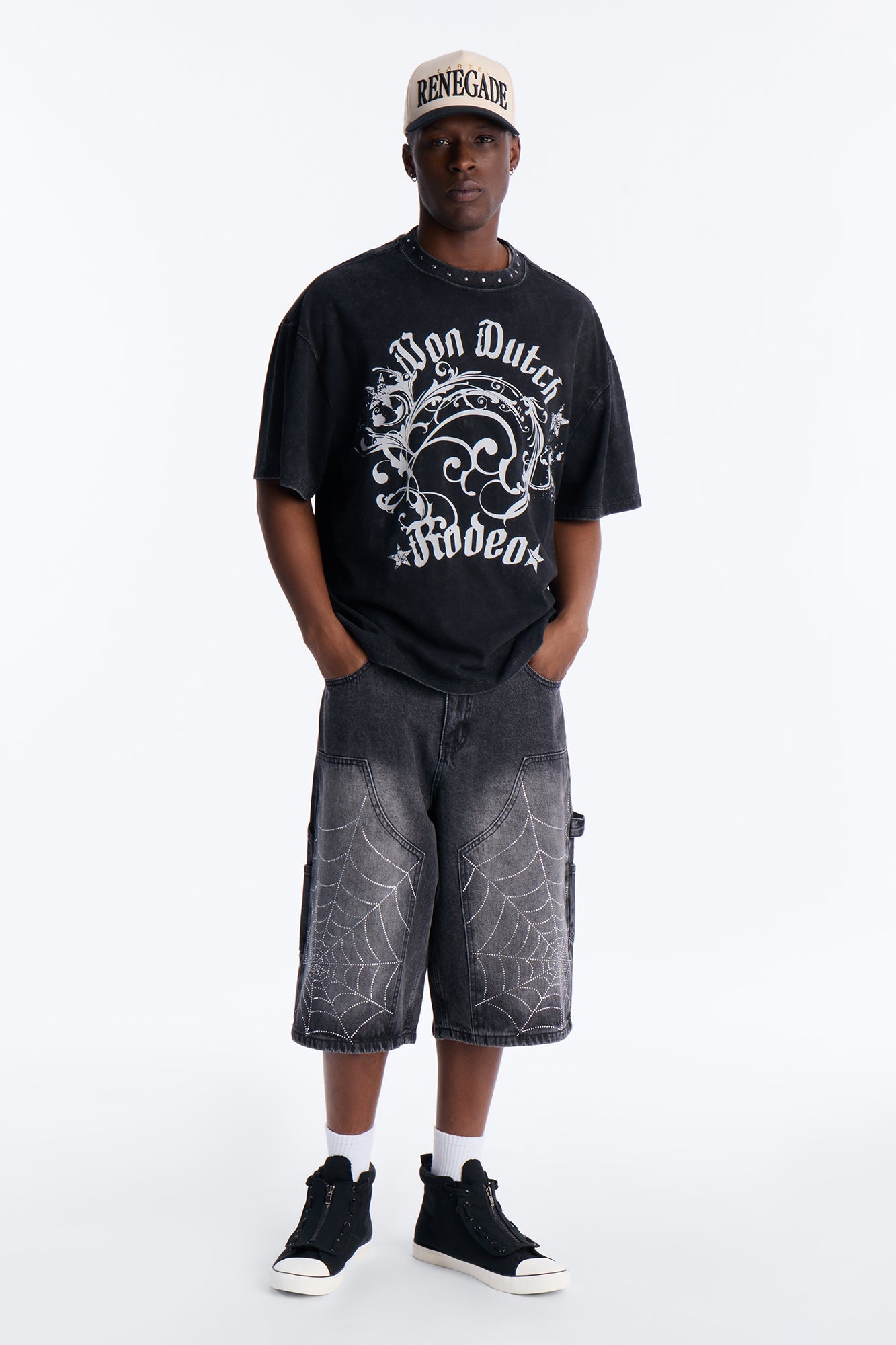 Von Dutch Boxy Rodeo Stud Short Sleeve Tee - Black Fashion Nova