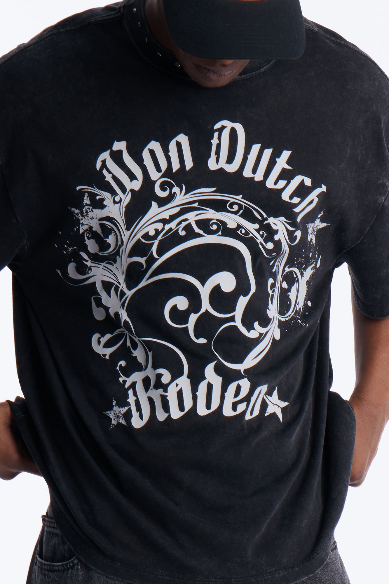 Von Dutch Boxy Rodeo Stud Short Sleeve Tee - Black Fashion Nova