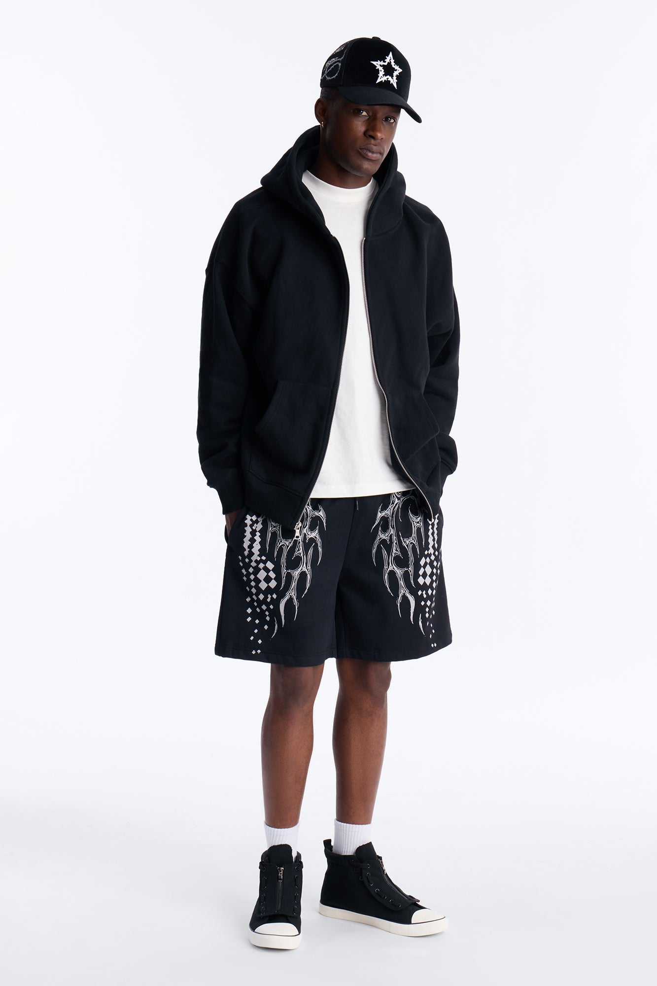 Digital Tribal Sweatshorts - Black Fashion Nova