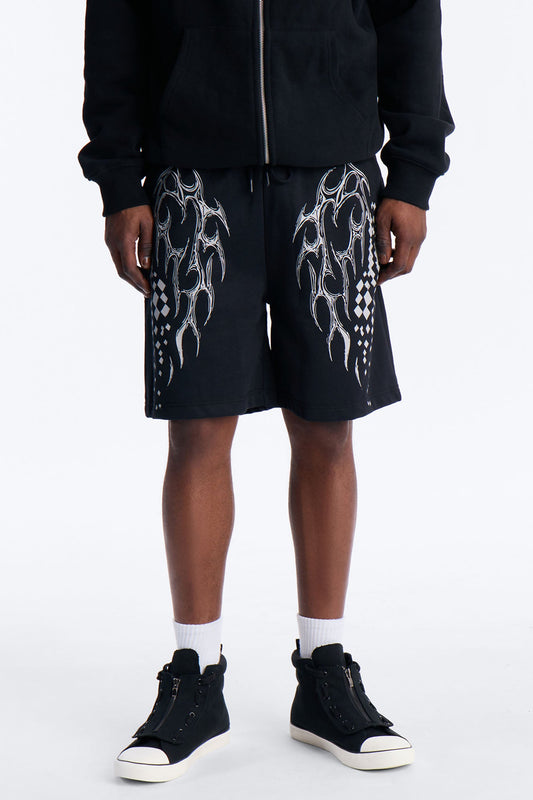 Digital Tribal Sweatshorts - Black Fashion Nova