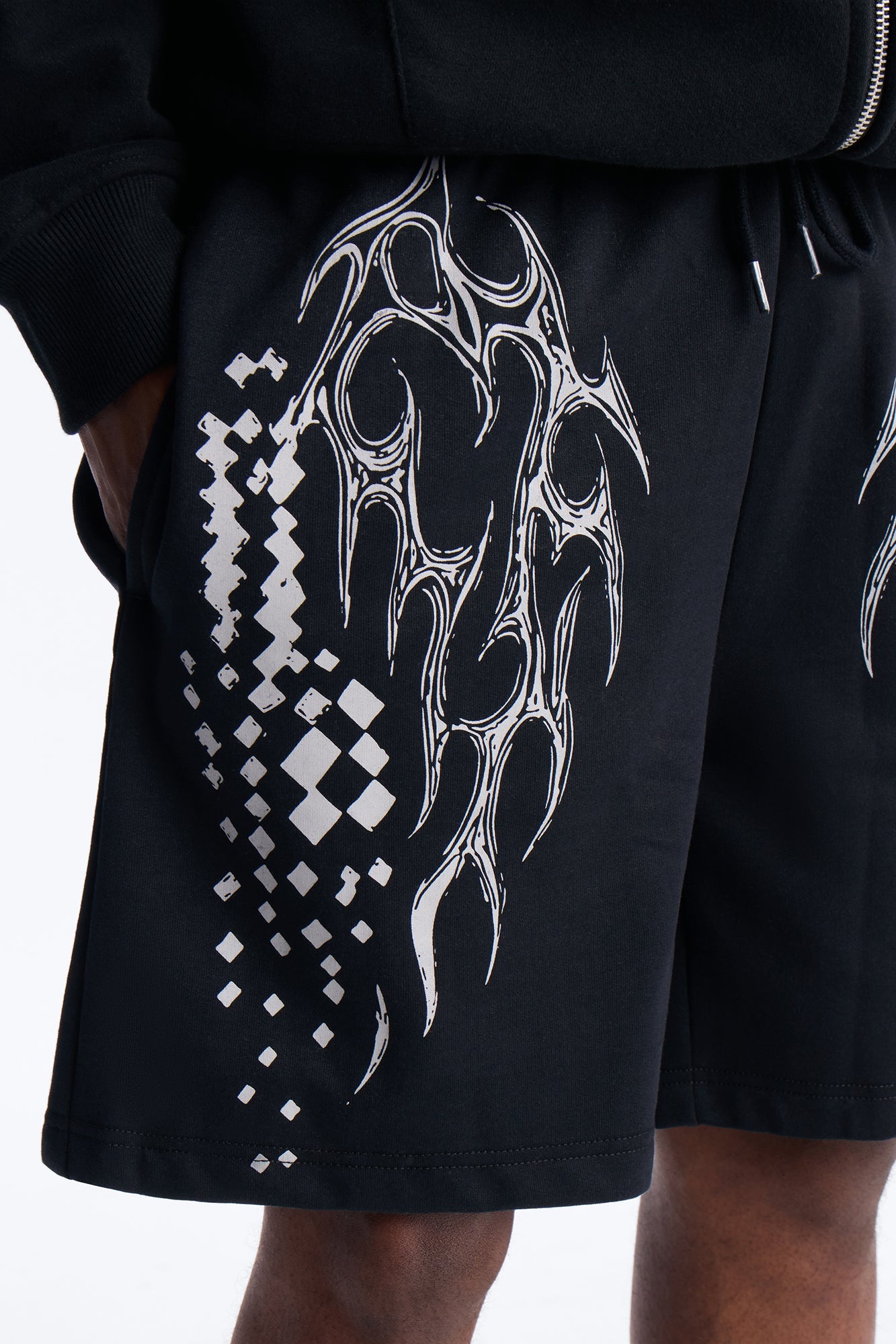 Digital Tribal Sweatshorts - Black Fashion Nova