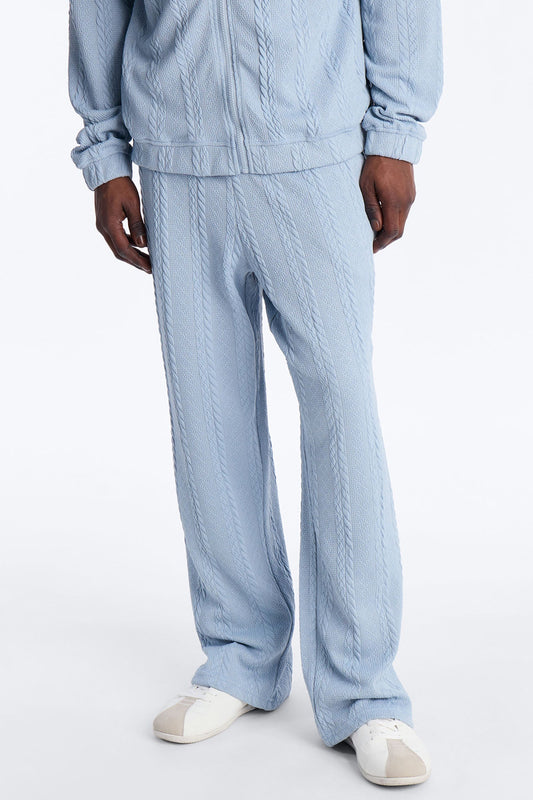 Baggy Textured Cozy Braided Pant - Blue Fashion Nova