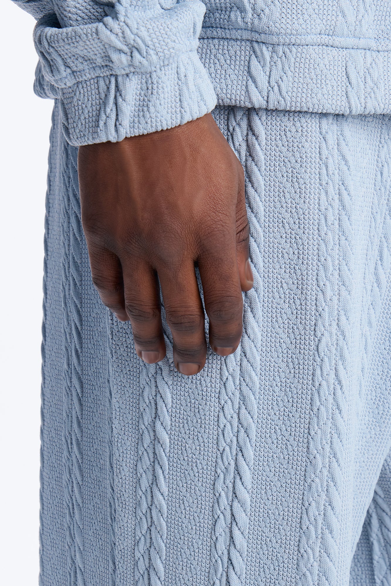 Baggy Textured Cozy Braided Pant - Blue Fashion Nova