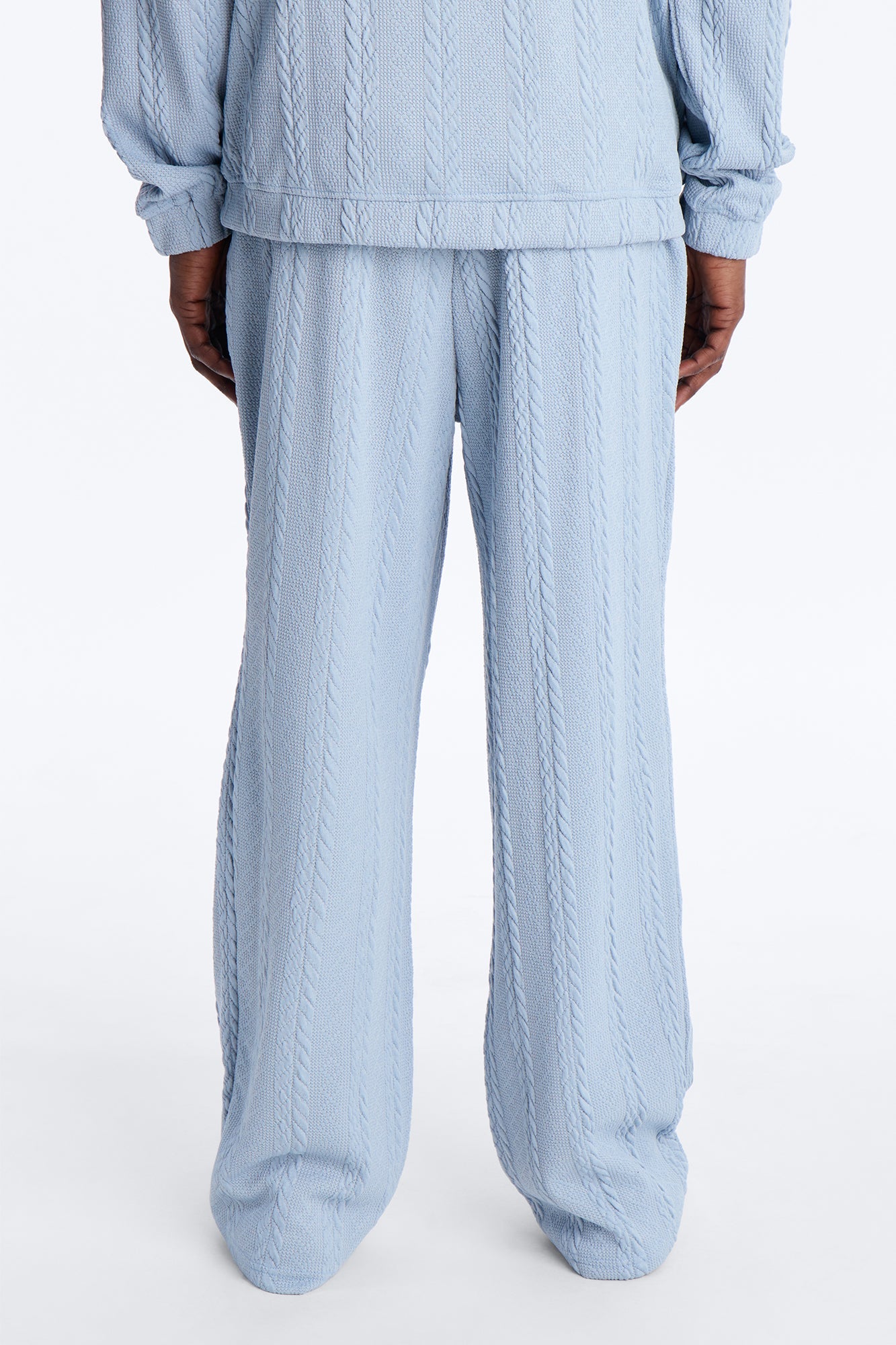 Baggy Textured Cozy Braided Pant - Blue Fashion Nova