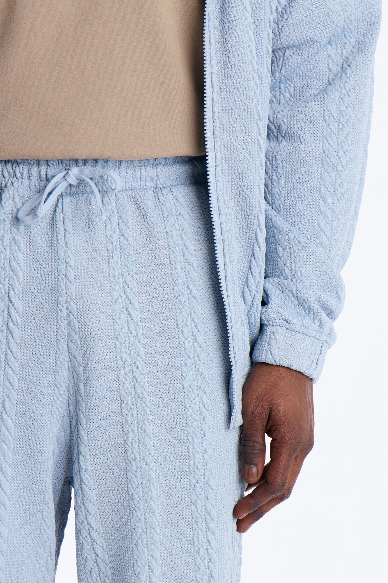 Baggy Textured Cozy Braided Pant - Blue Fashion Nova