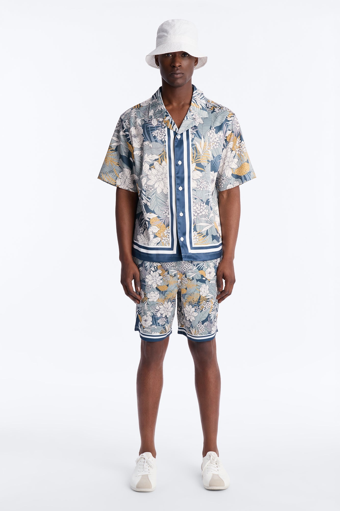 Relaxed Palm Vista Cuban Button Up Shirt - Blue Fashion Nova