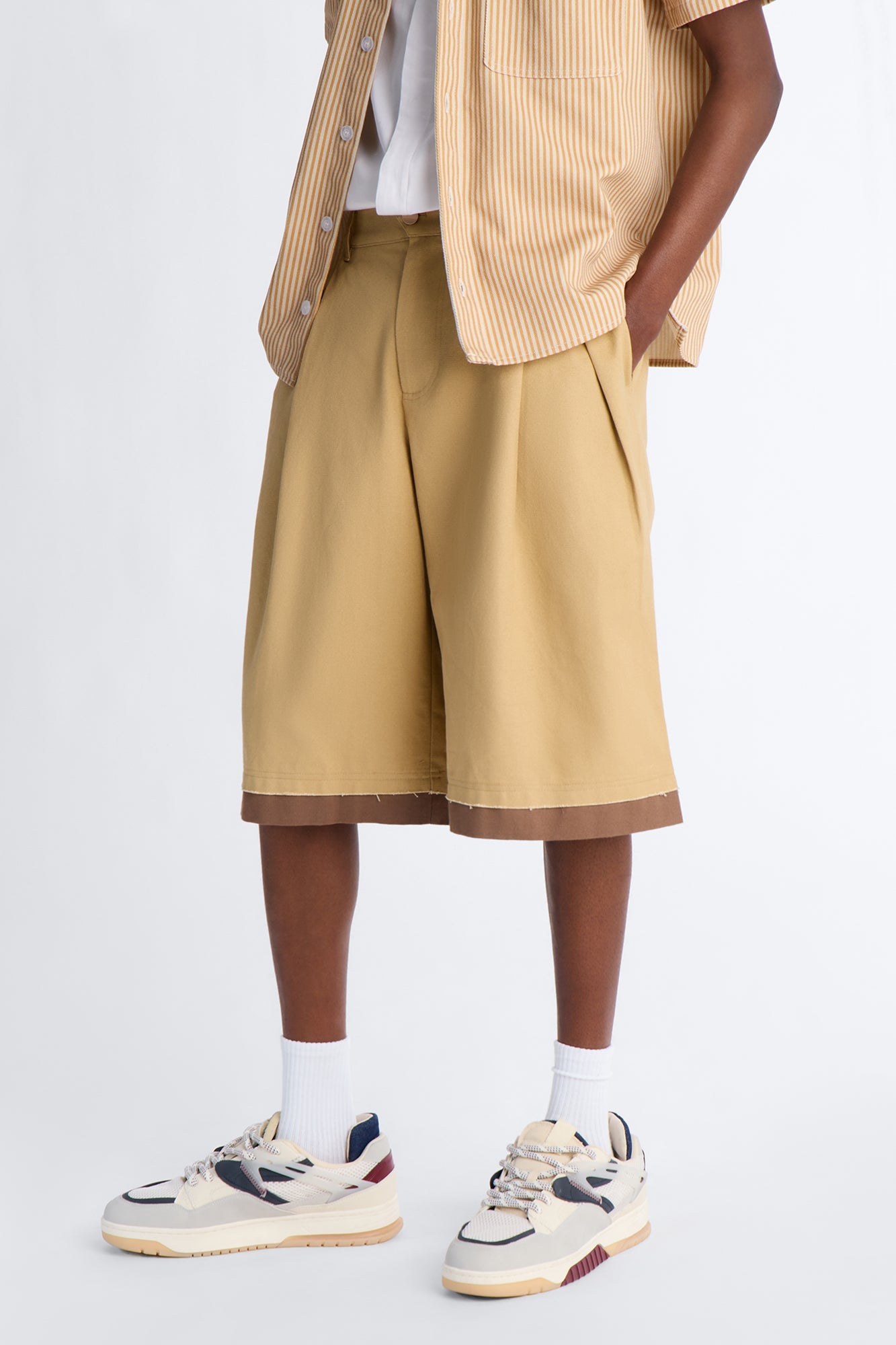 Baggy Pleated Milano Short - Tan Fashion Nova