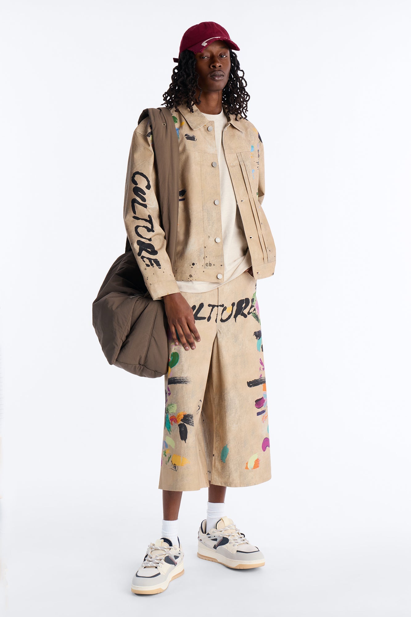 Cropped Culture Society Paint Splatter Boxy Work Jacket - Khaki Fashion Nova