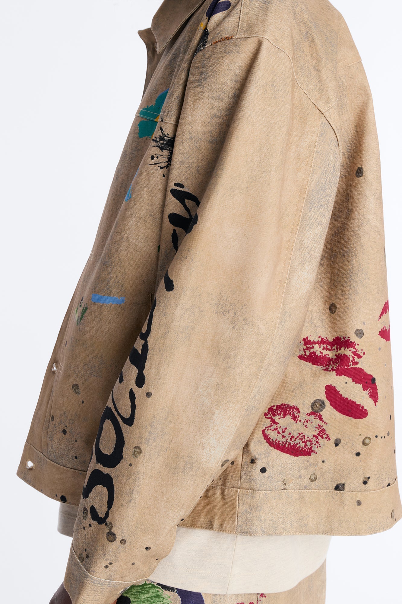 Cropped Culture Society Paint Splatter Boxy Work Jacket - Khaki Fashion Nova