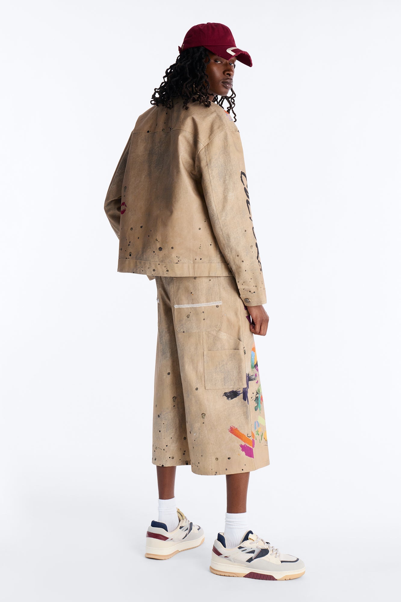 Super Baggy Culture Society Paint Splatter Short - Khaki Fashion Nova