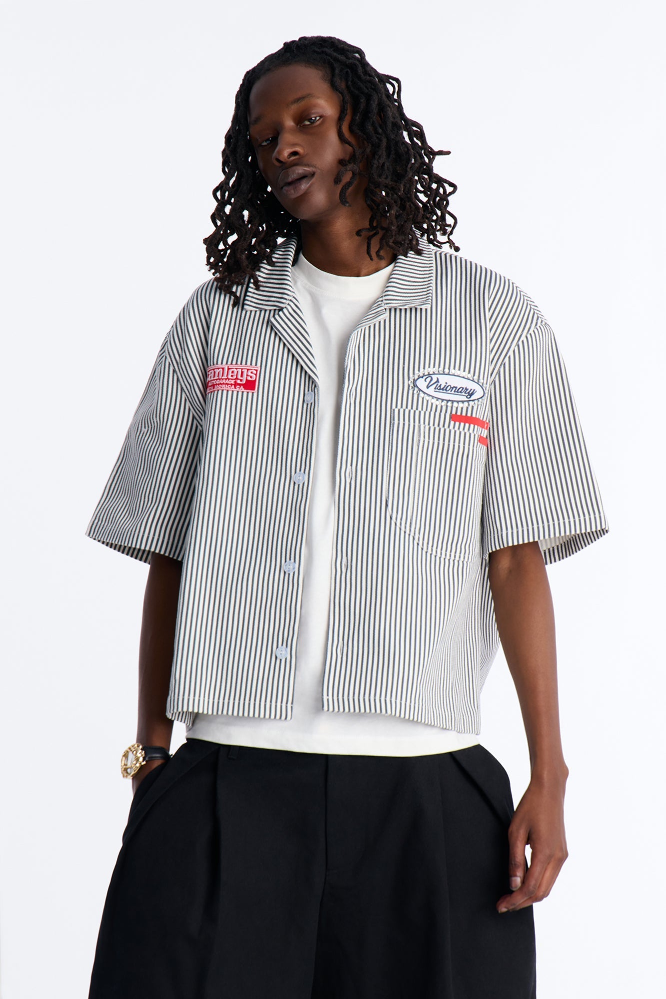 Cropped Pit Crew Mechanic Shirt - Black Fashion Nova