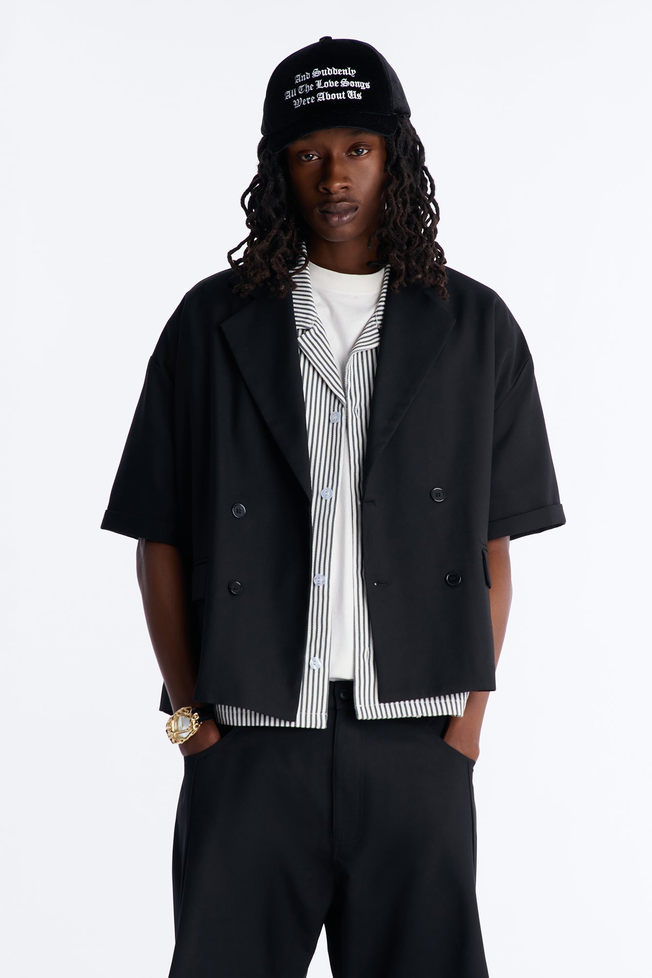 Boxy Cropped Icon Quad Button Shirt Blazer - Black Fashion Nova
