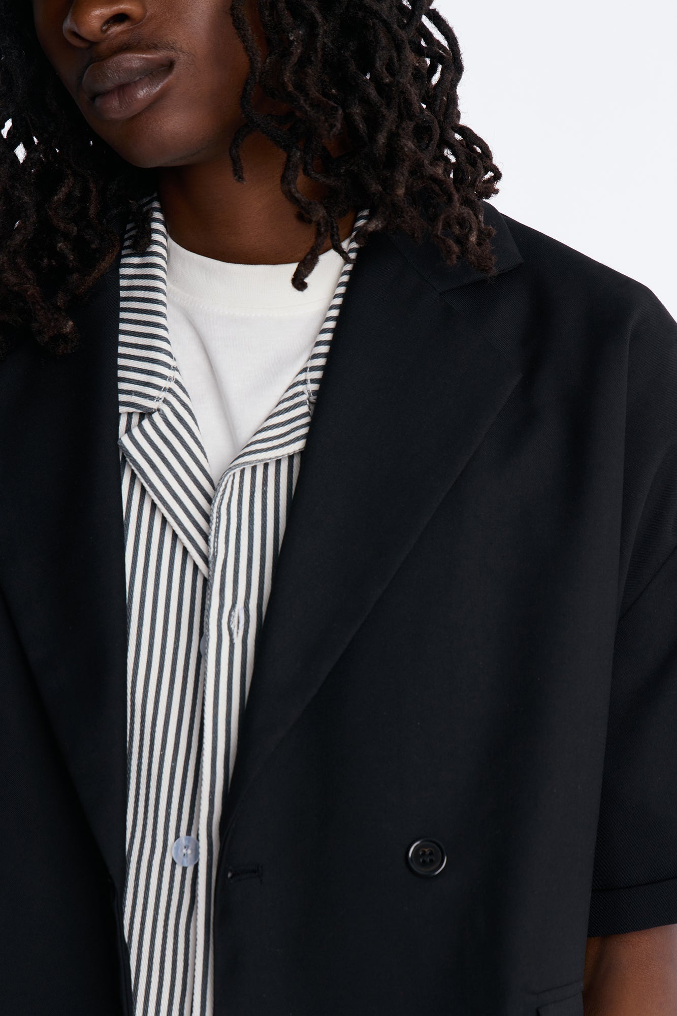 Boxy Cropped Icon Quad Button Shirt Blazer - Black Fashion Nova