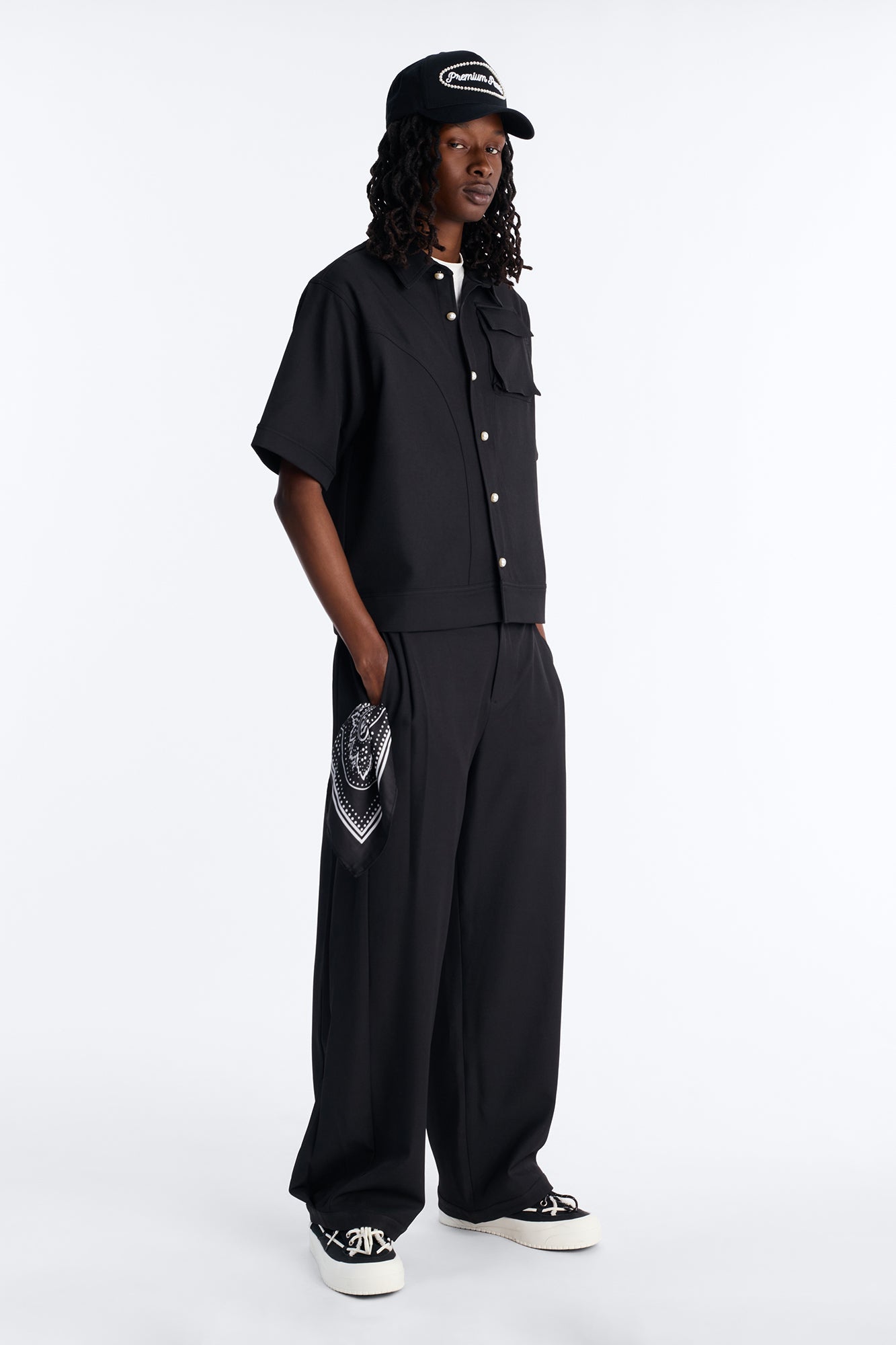 Baggy Side Pleated Panel Trouser - Black Fashion Nova