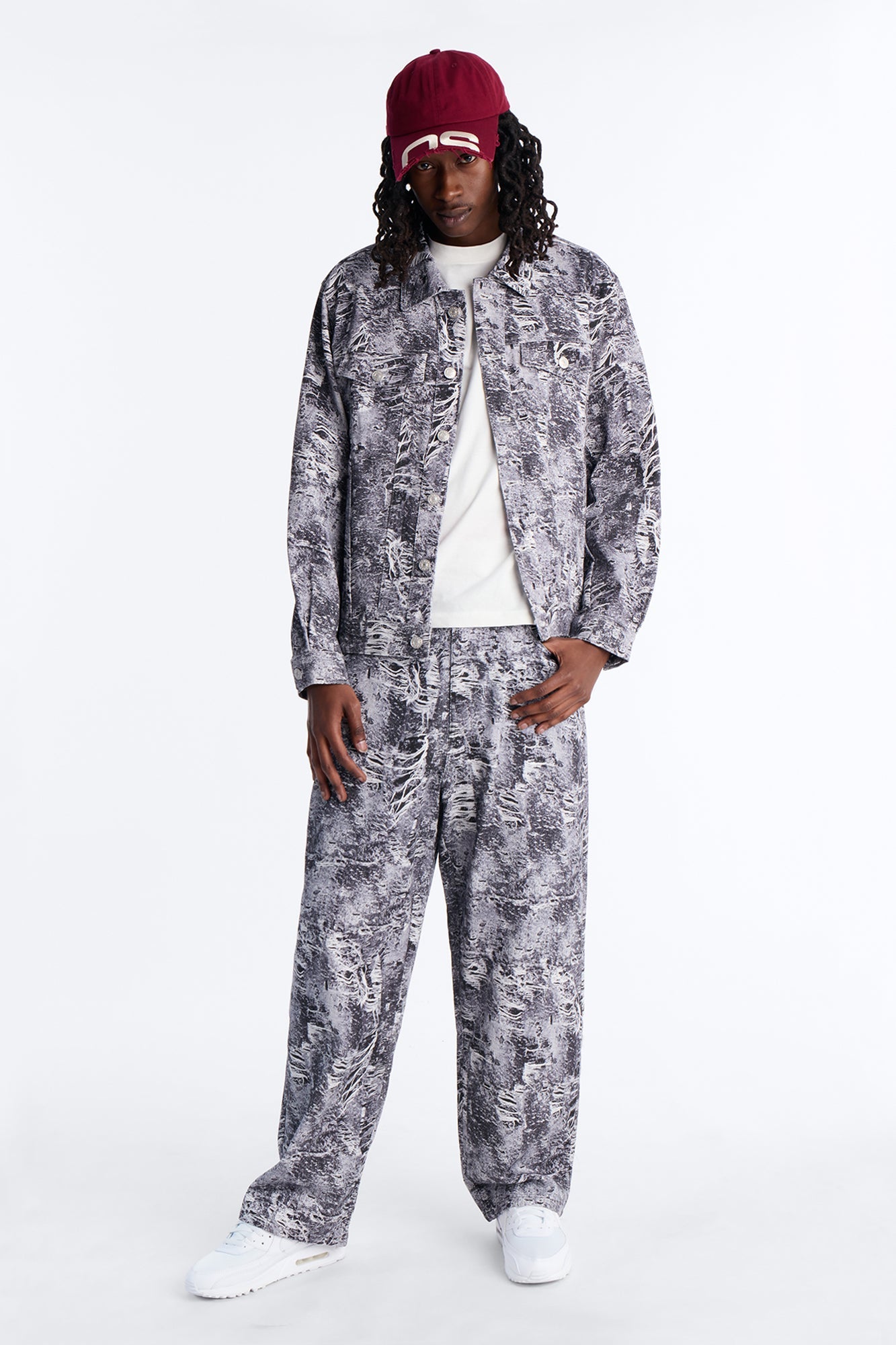 Baggy Ghost Distressed Printed Jean - Black Fashion Nova