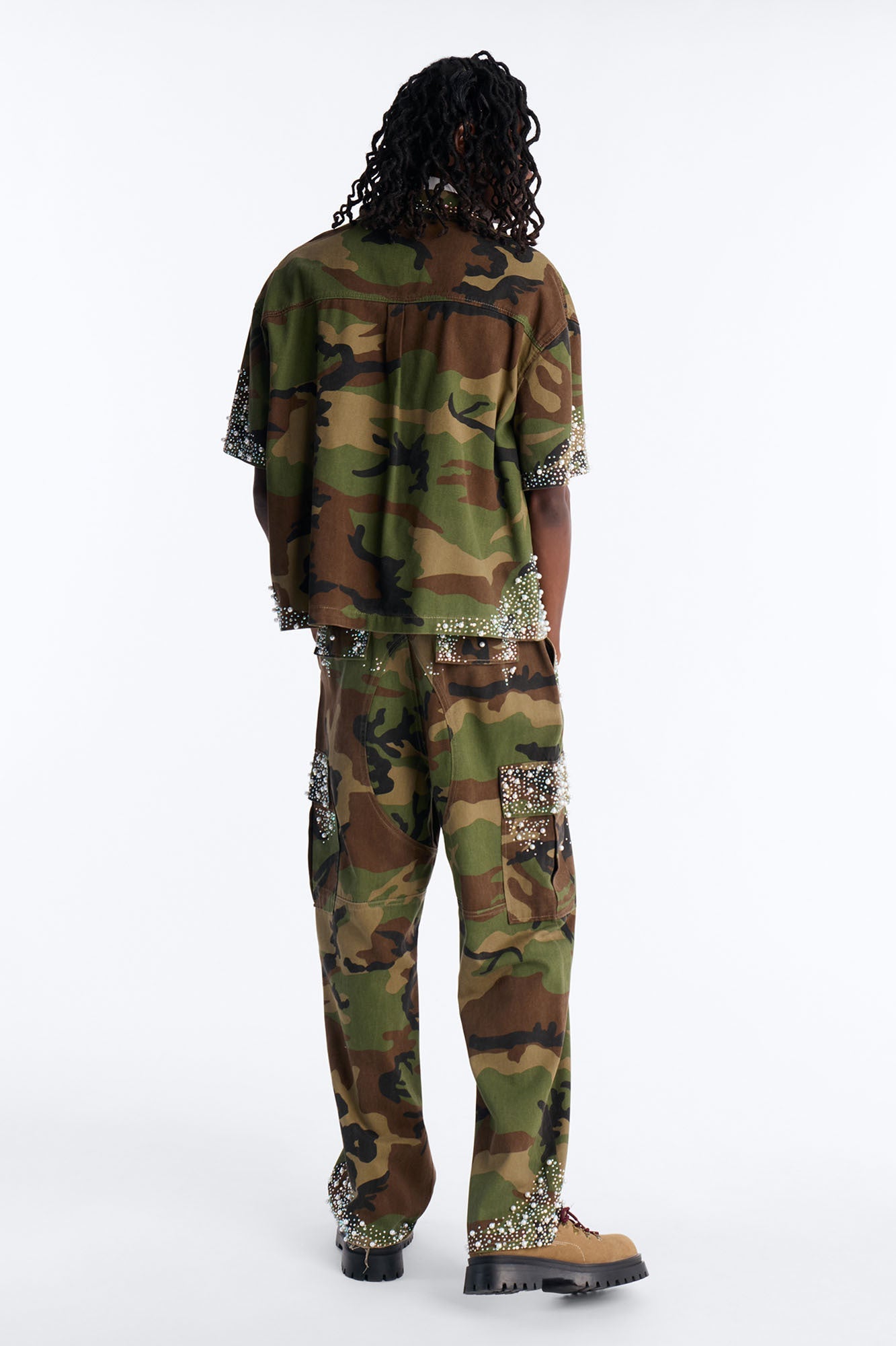 Baggy Pearl World Embellished Pant - Camouflage Fashion Nova