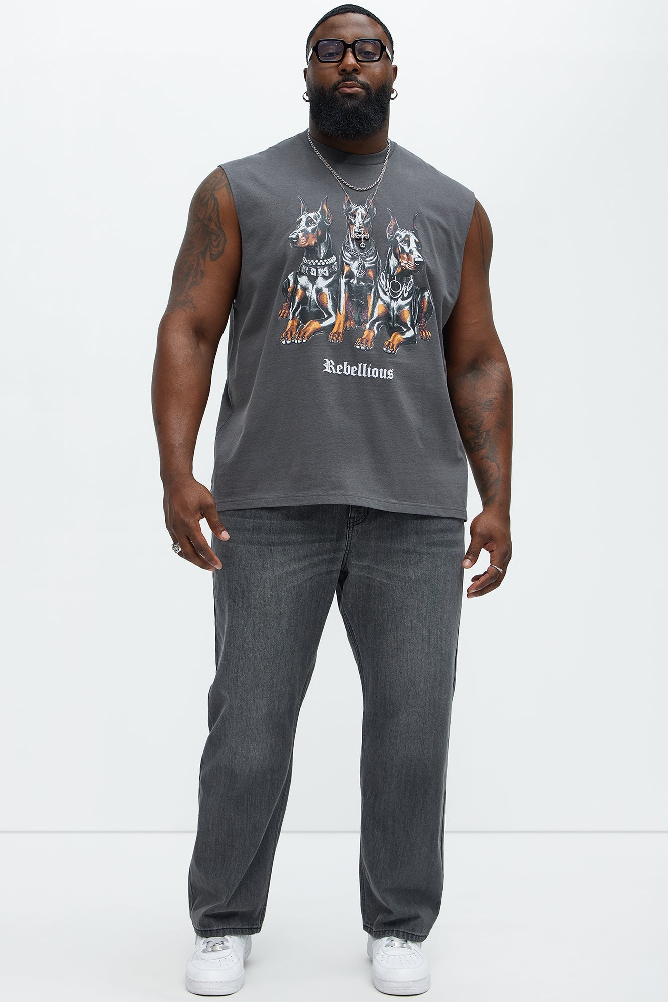 Rebellious Muscle Tee - Charcoal Fashion Nova