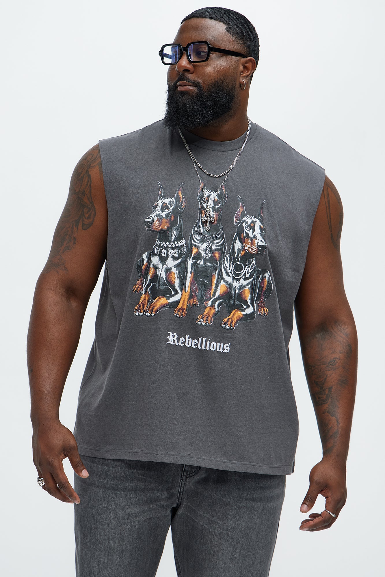 Rebellious Muscle Tee - Charcoal Fashion Nova