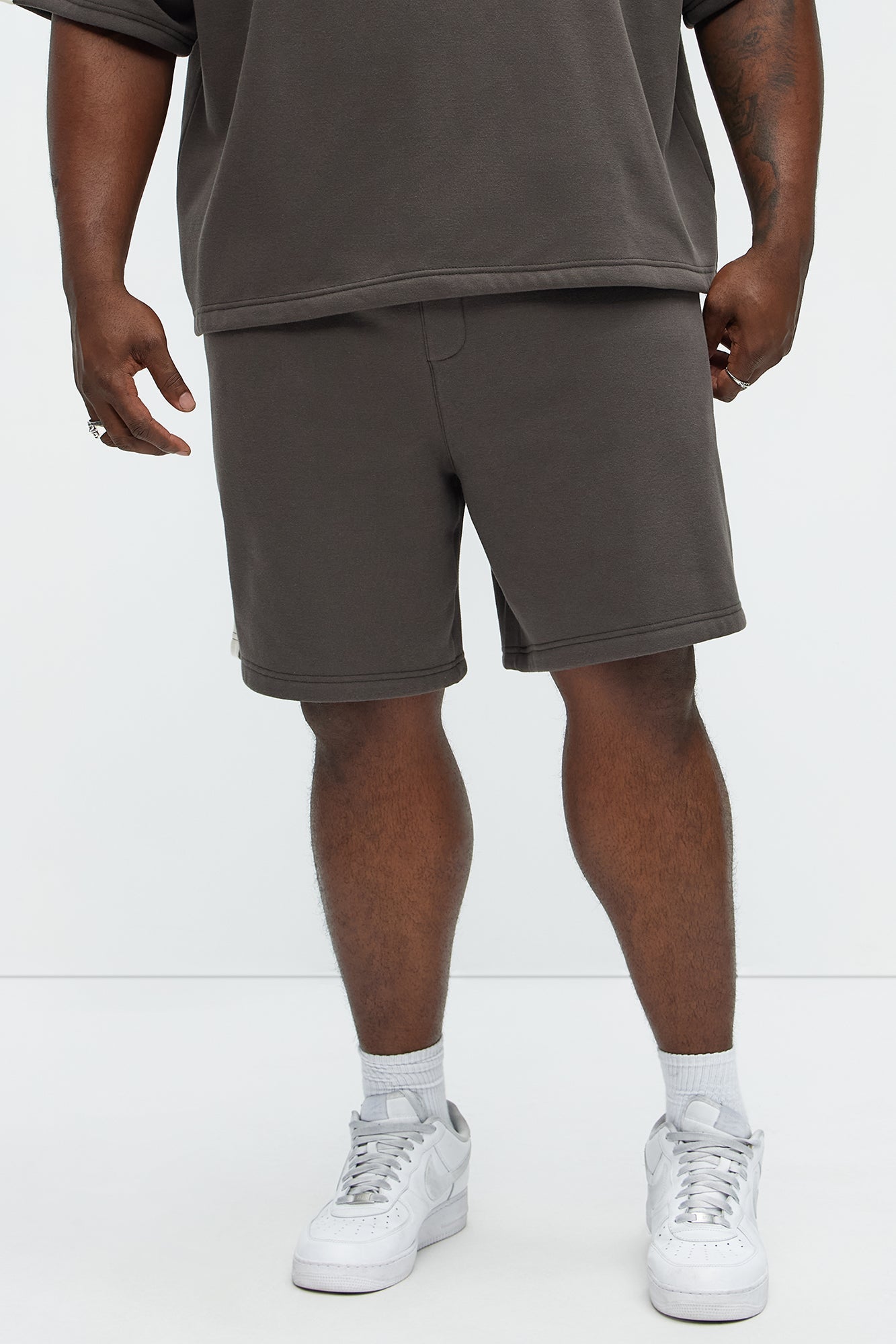 Tyson Oversized Heavyweight Striped Shorts - Olive Fashion Nova