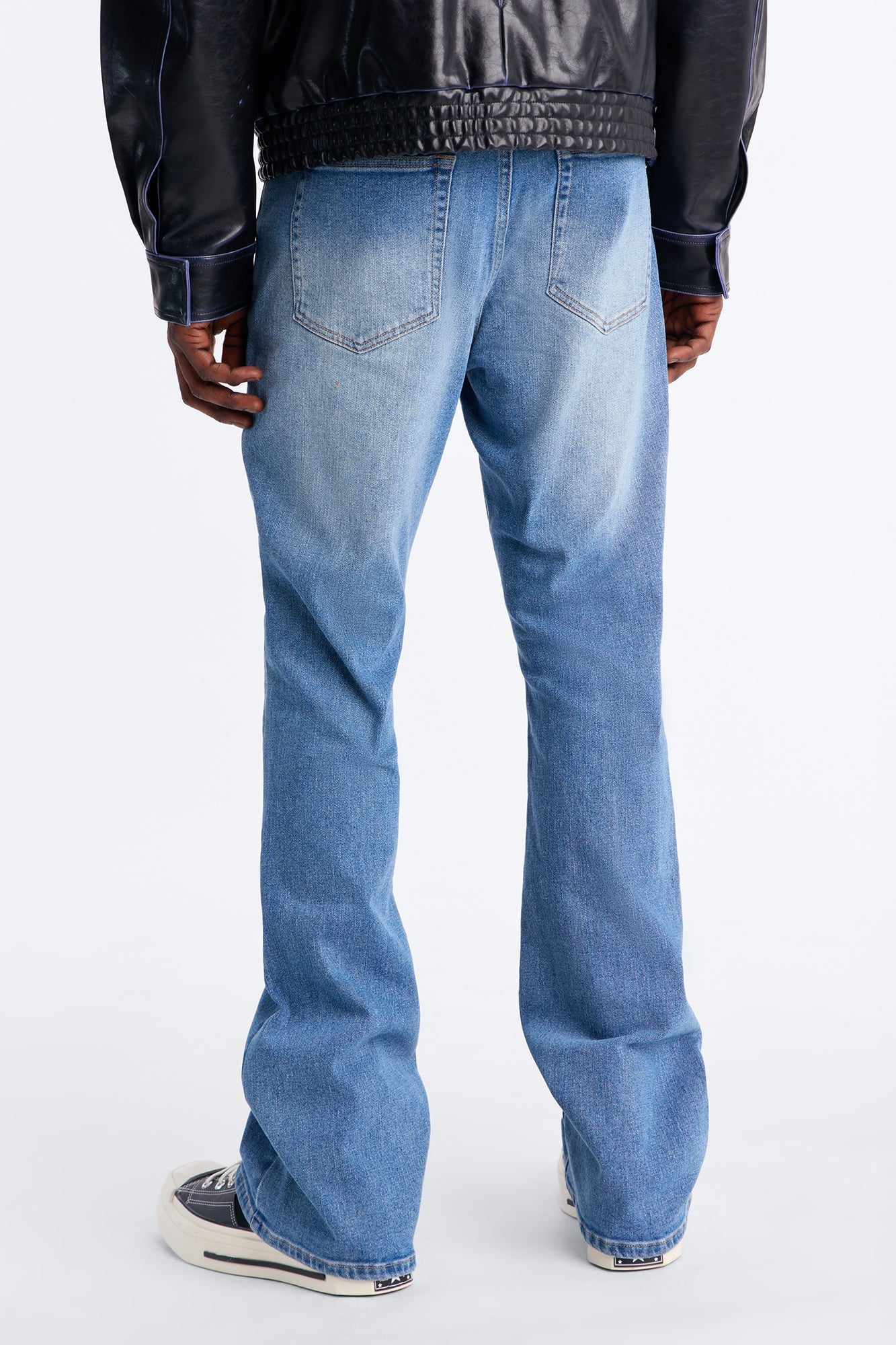 Essential Stacked Slim Flare Stretch Jean - Medium Blue Wash Fashion Nova